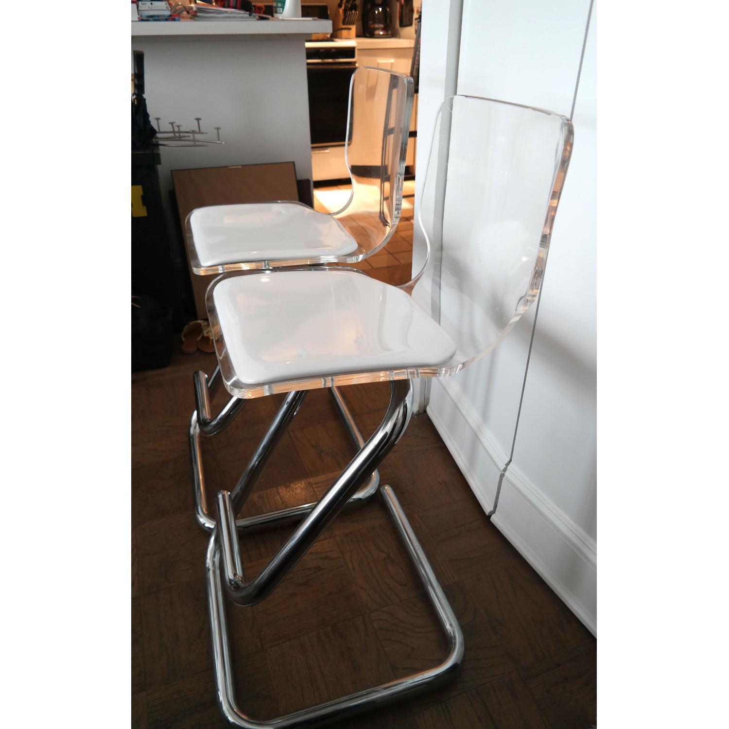 Luigi Bardini of Miniform Vintage Lucite and Chrome Bar Stools - Pair - image-2