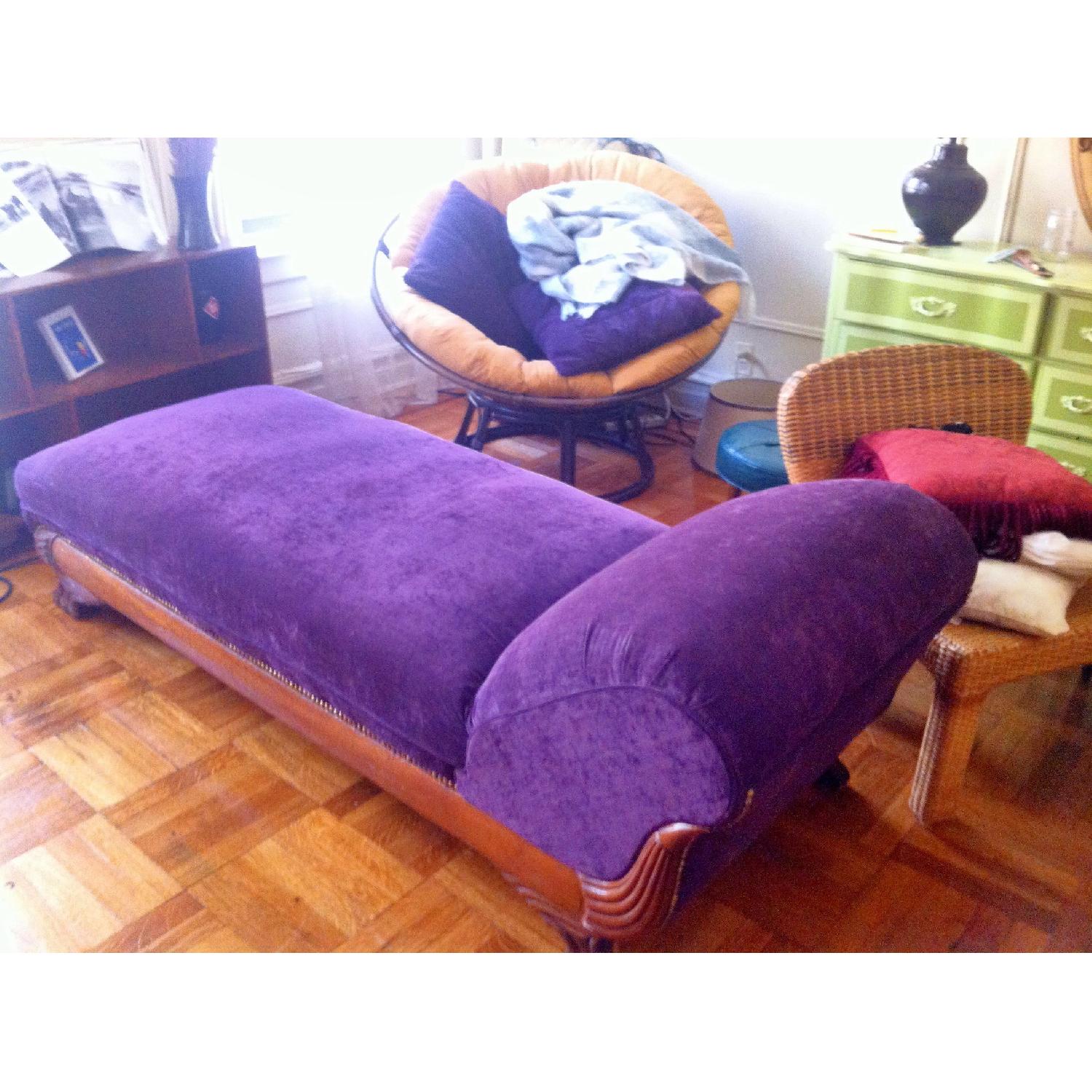 Purple Velvet Chaise Lounge - image-2