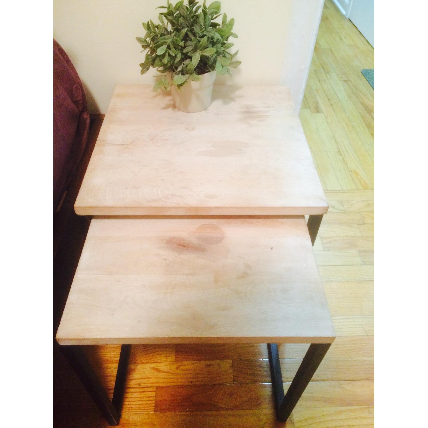 Whitewash Wood Box Frame Nesting Tables Pair AptDeco