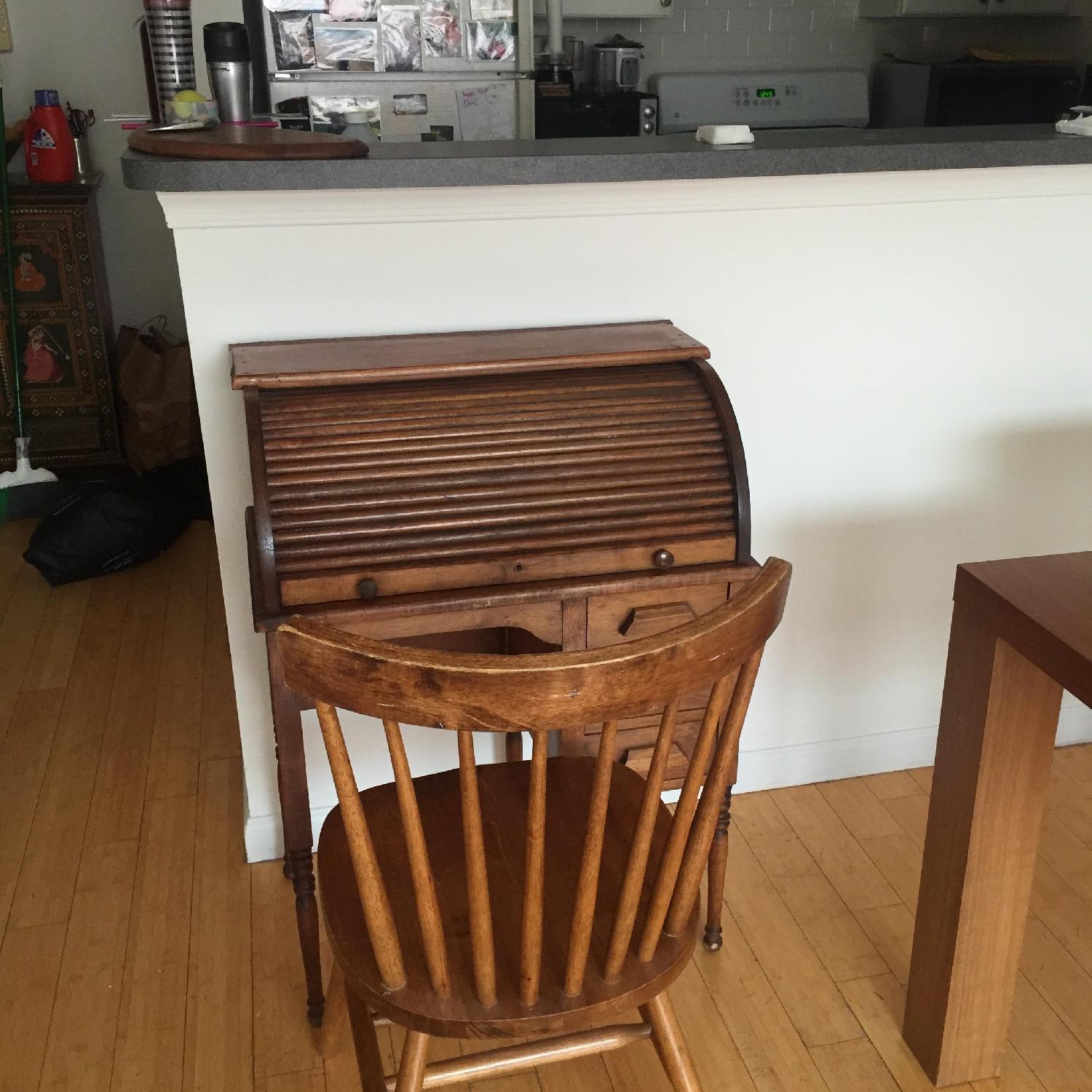 Vintage Roll Top Child's Secretary Desk - image-5