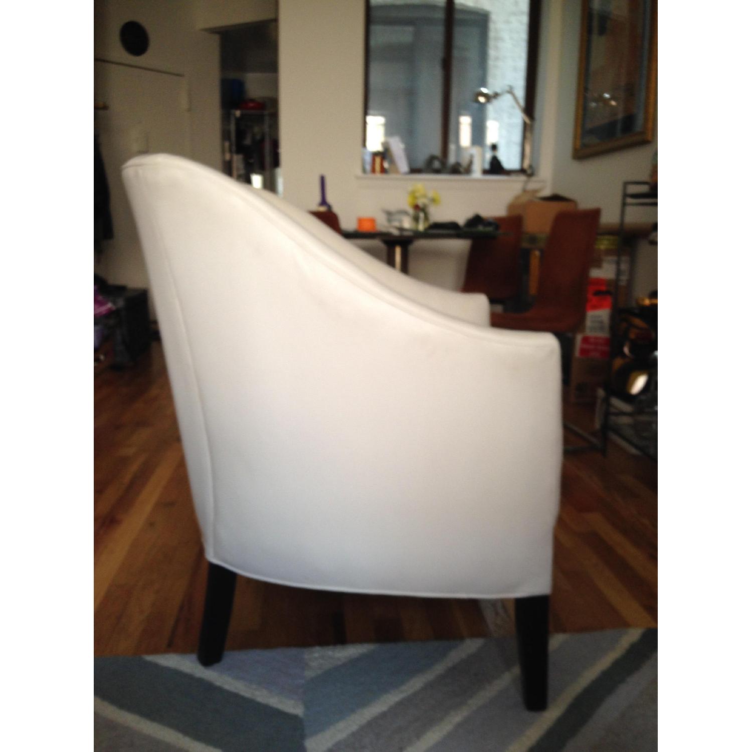 Crate & Barrel White Leather Chairs AptDeco