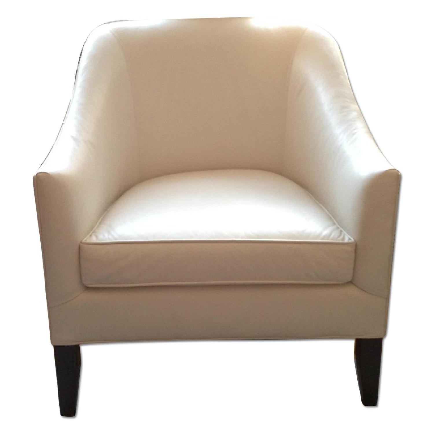 Crate & Barrel White Leather Chairs AptDeco