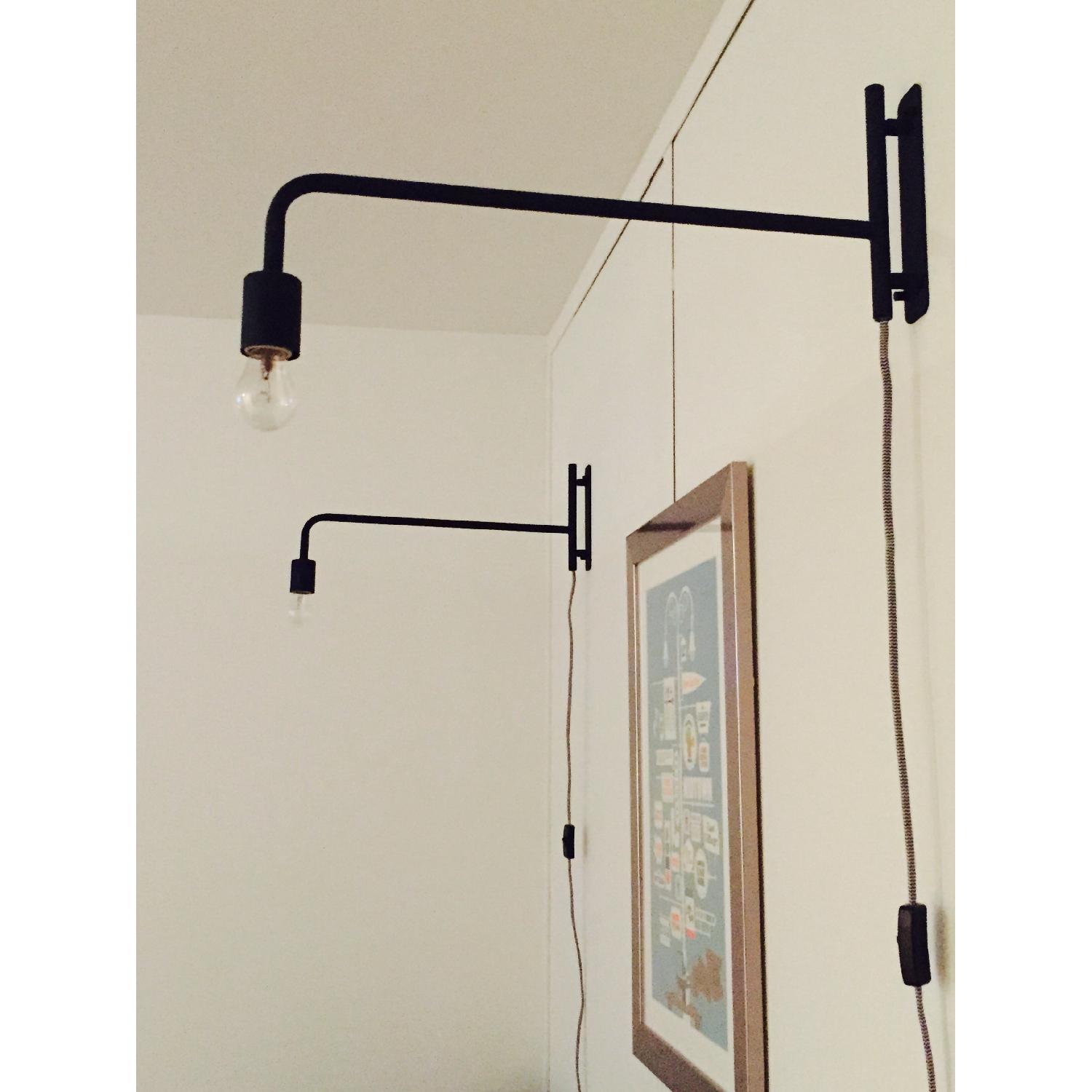 CB2 Swing Arm Black Wall Sconce - Pair - image-3