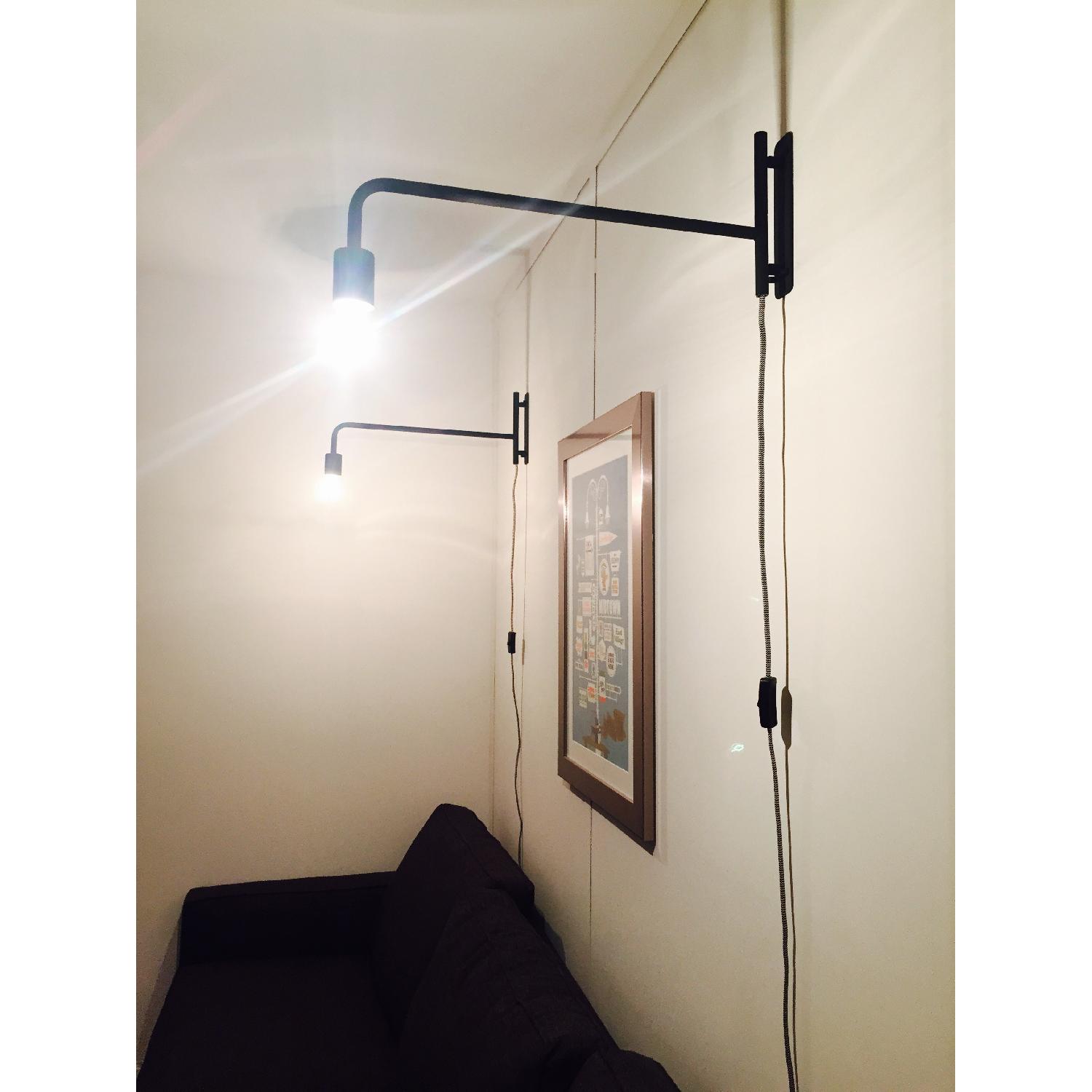 CB2 Swing Arm Black Wall Sconce - Pair - image-5