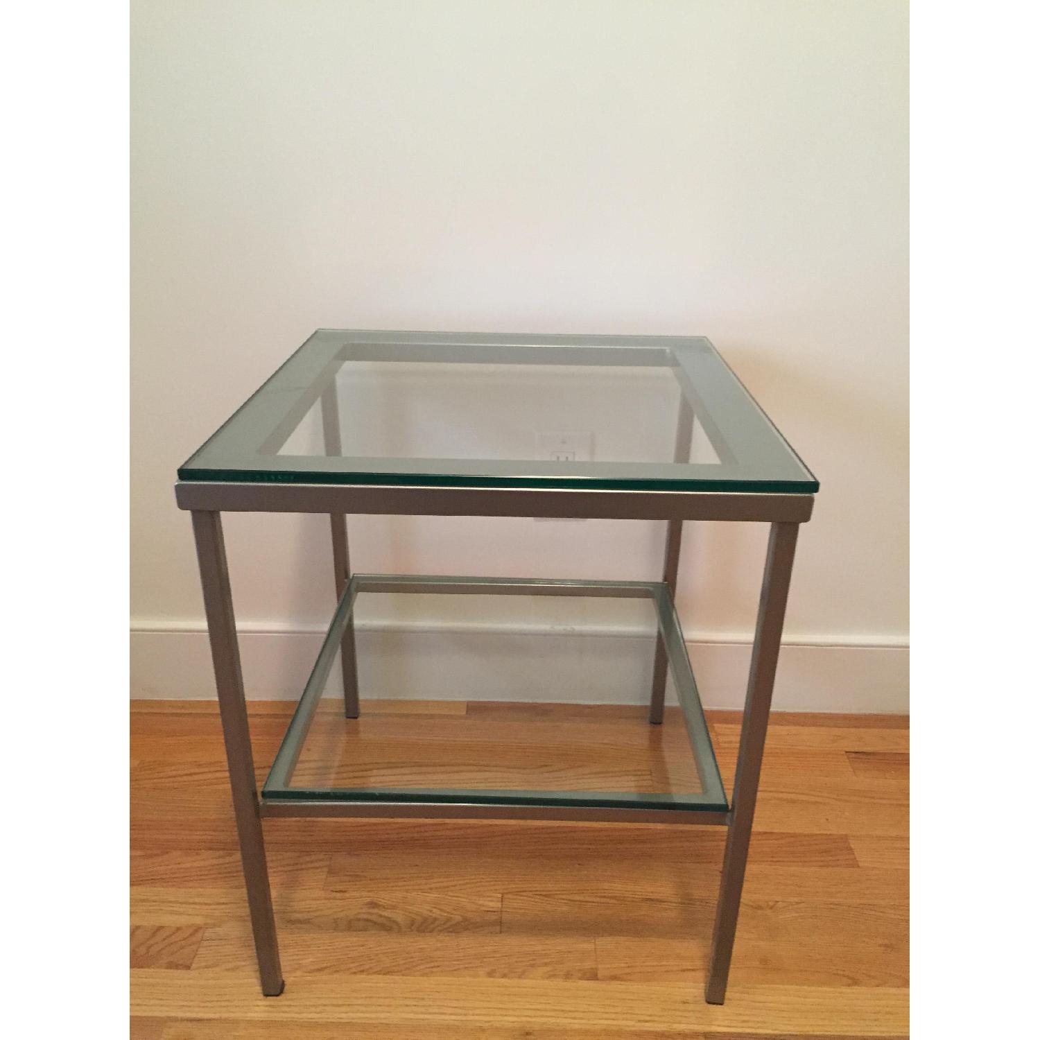 Crate & Barrel Glass Top Side Table AptDeco