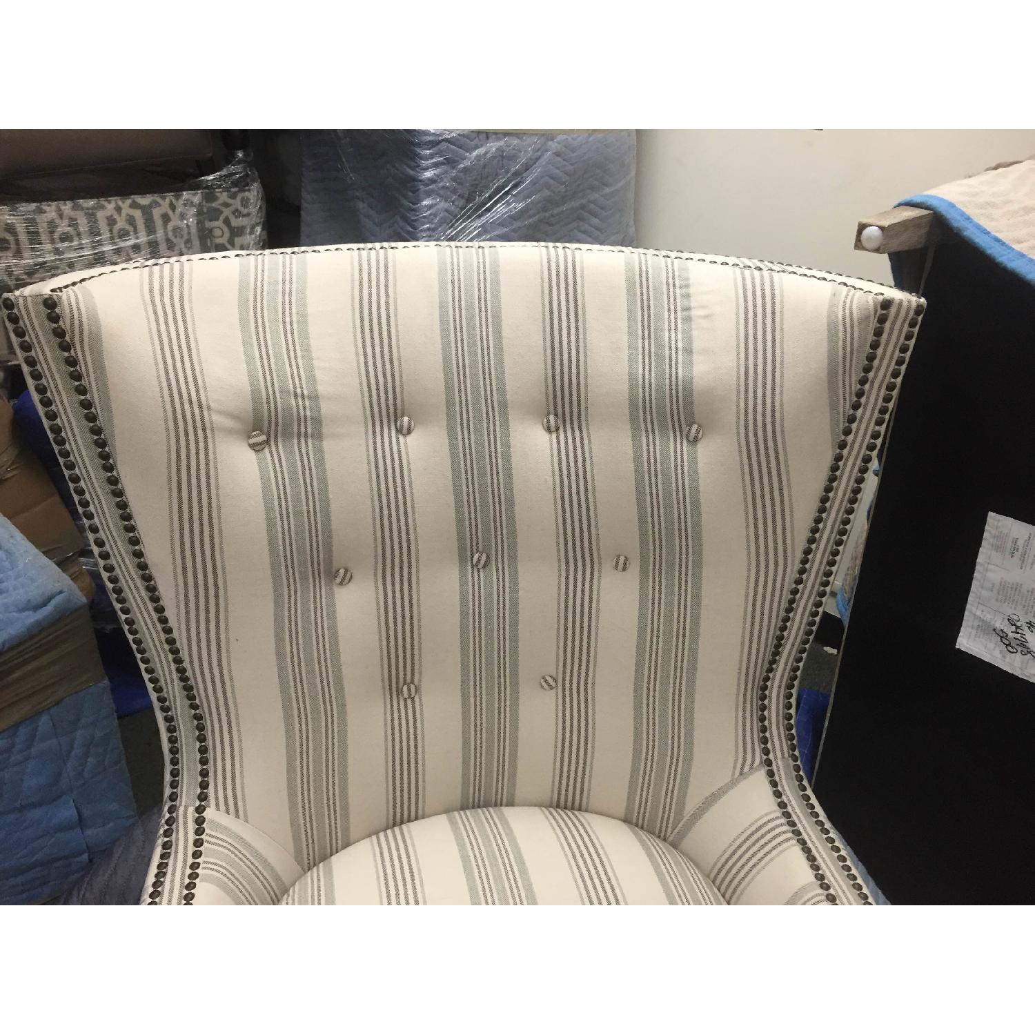 Home Goods Striped Wingback Chair w/ Nail Head Details - image-1