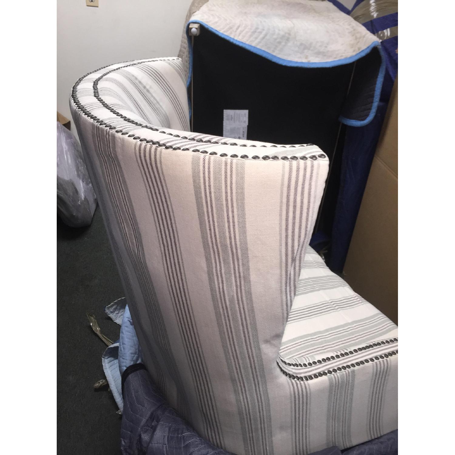 Home Goods Striped Wingback Chair w/ Nail Head Details - image-3