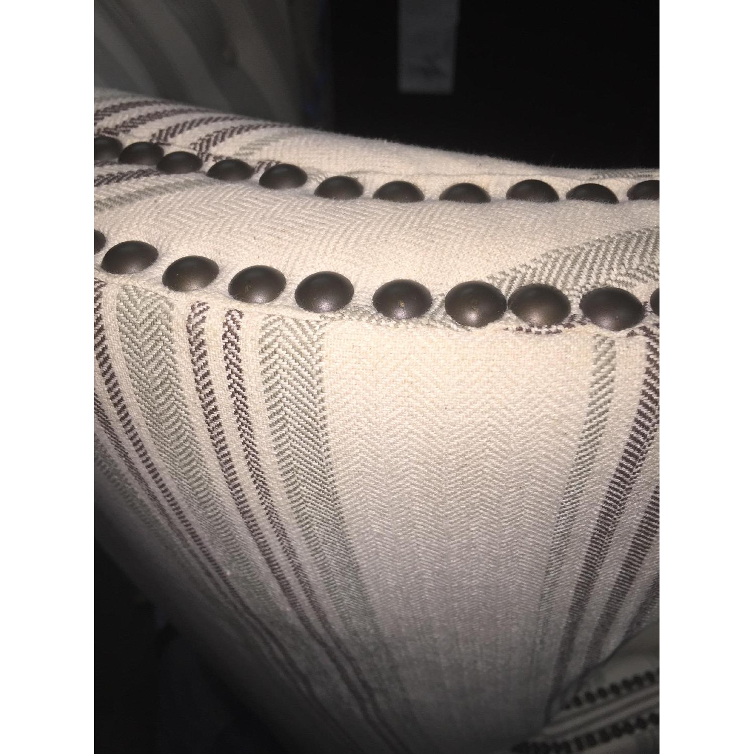 Home Goods Striped Wingback Chair w/ Nail Head Details - image-5