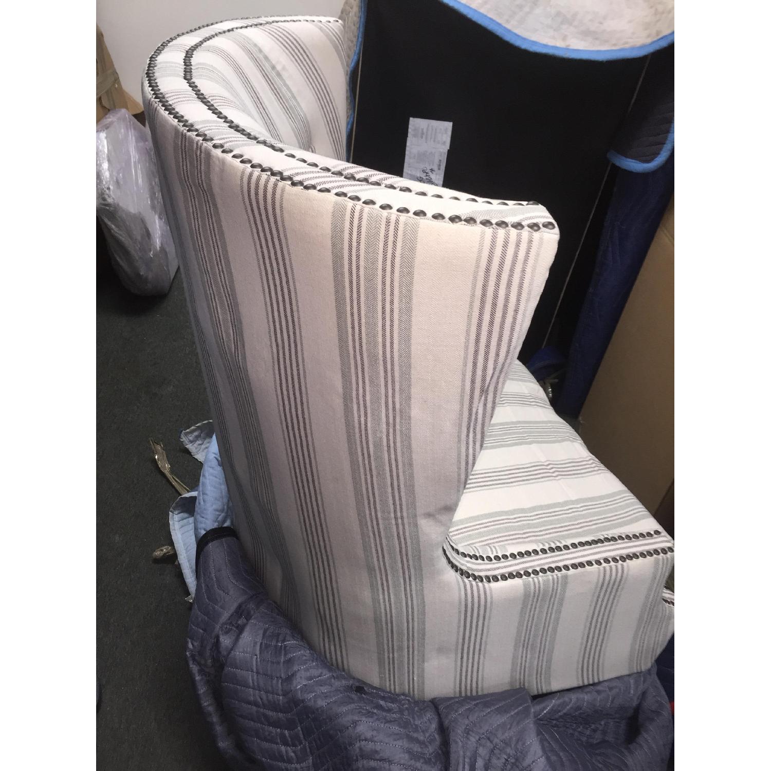 Home Goods Striped Wingback Chair w/ Nail Head Details - image-6