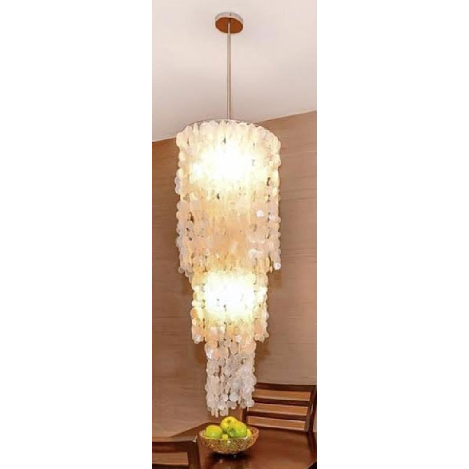 West Elm 3 Tier Capiz Chandelier - image-1
