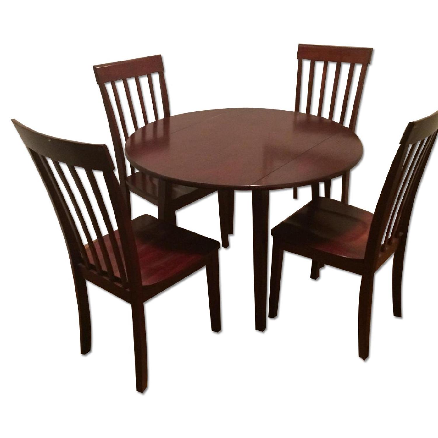 Round Drop Leaf Dining Table w/ 4 Chairs - AptDeco