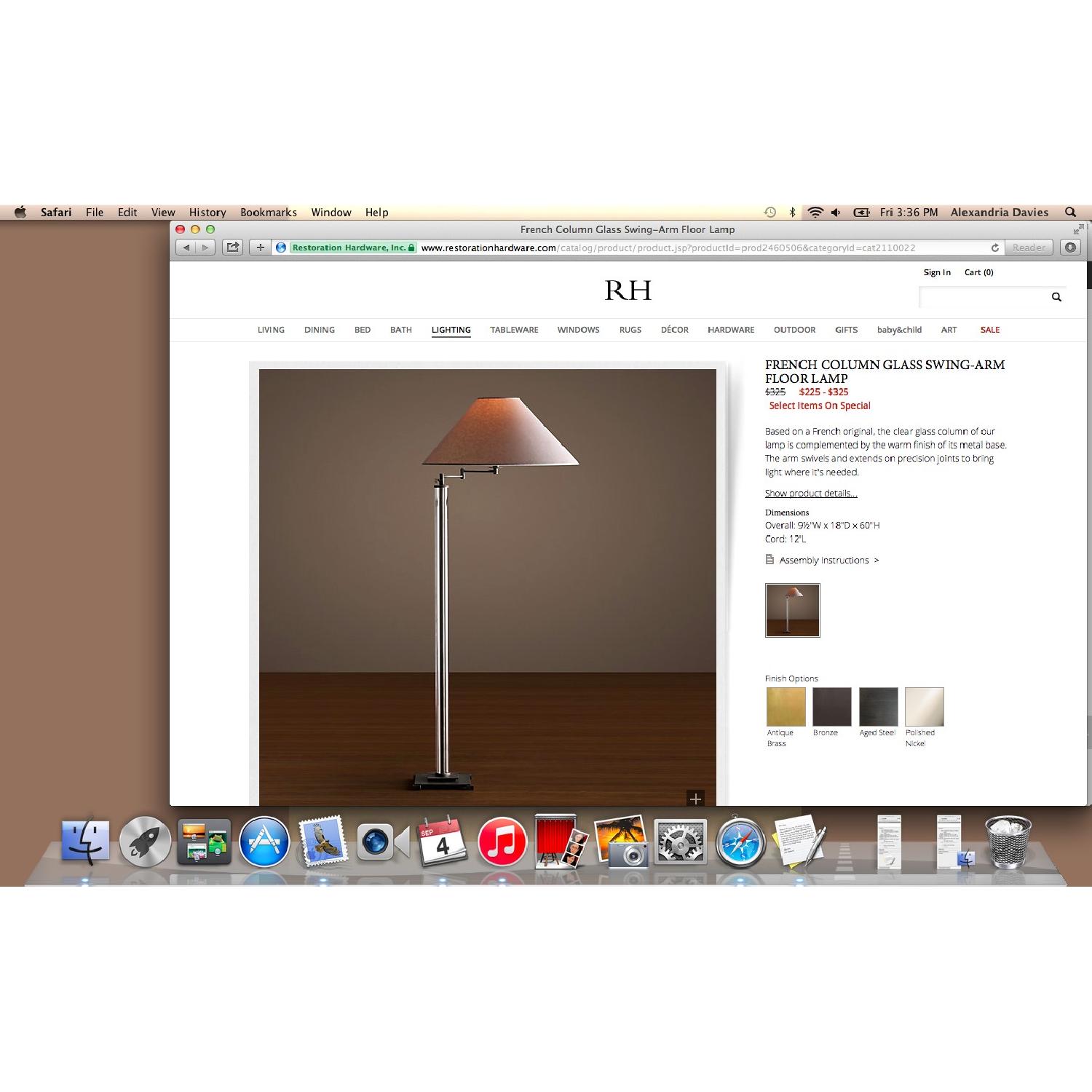 Restoration Hardware French Column Glass Swing Lamp - image-4