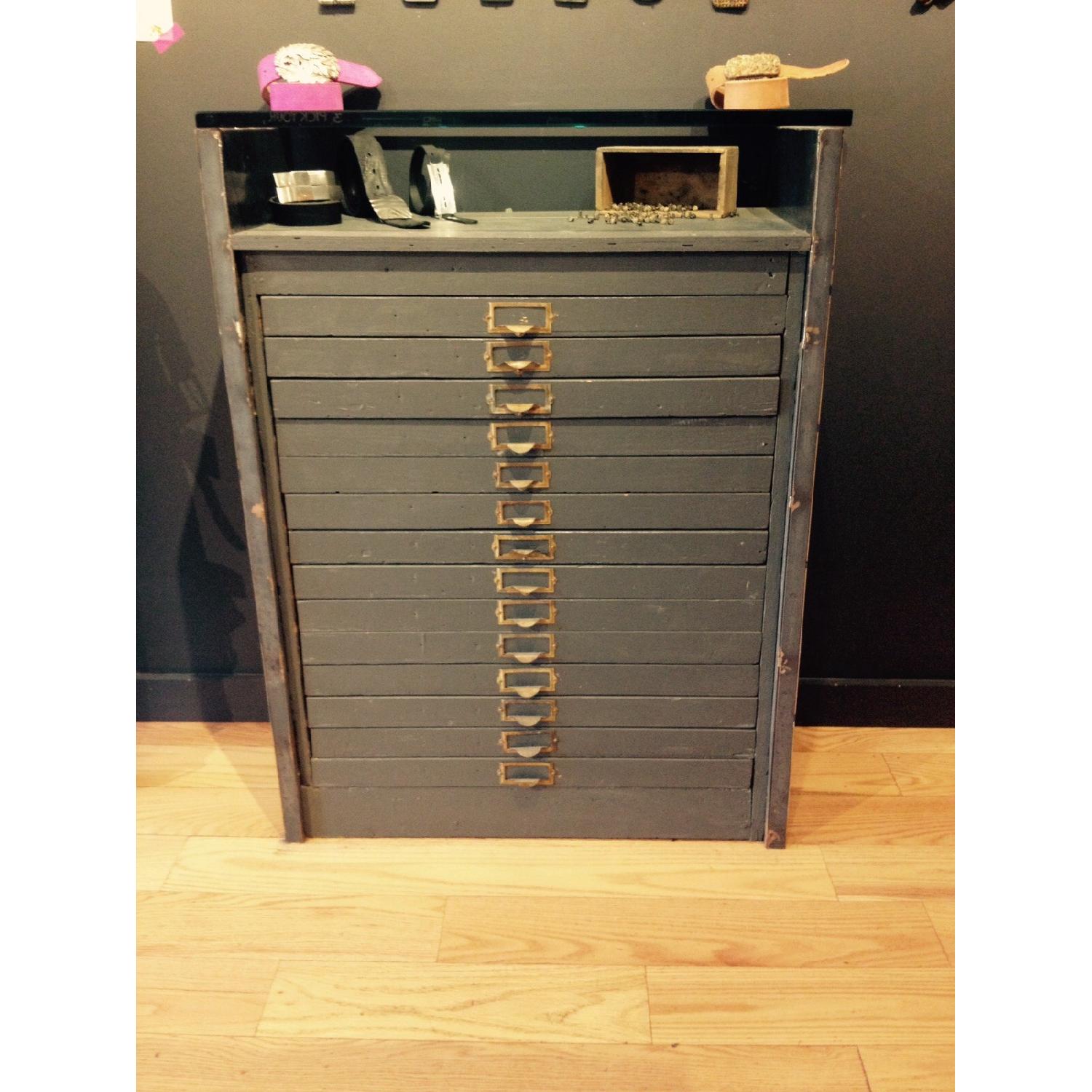 Flat File Cabinet with Glass Top Display - image-1