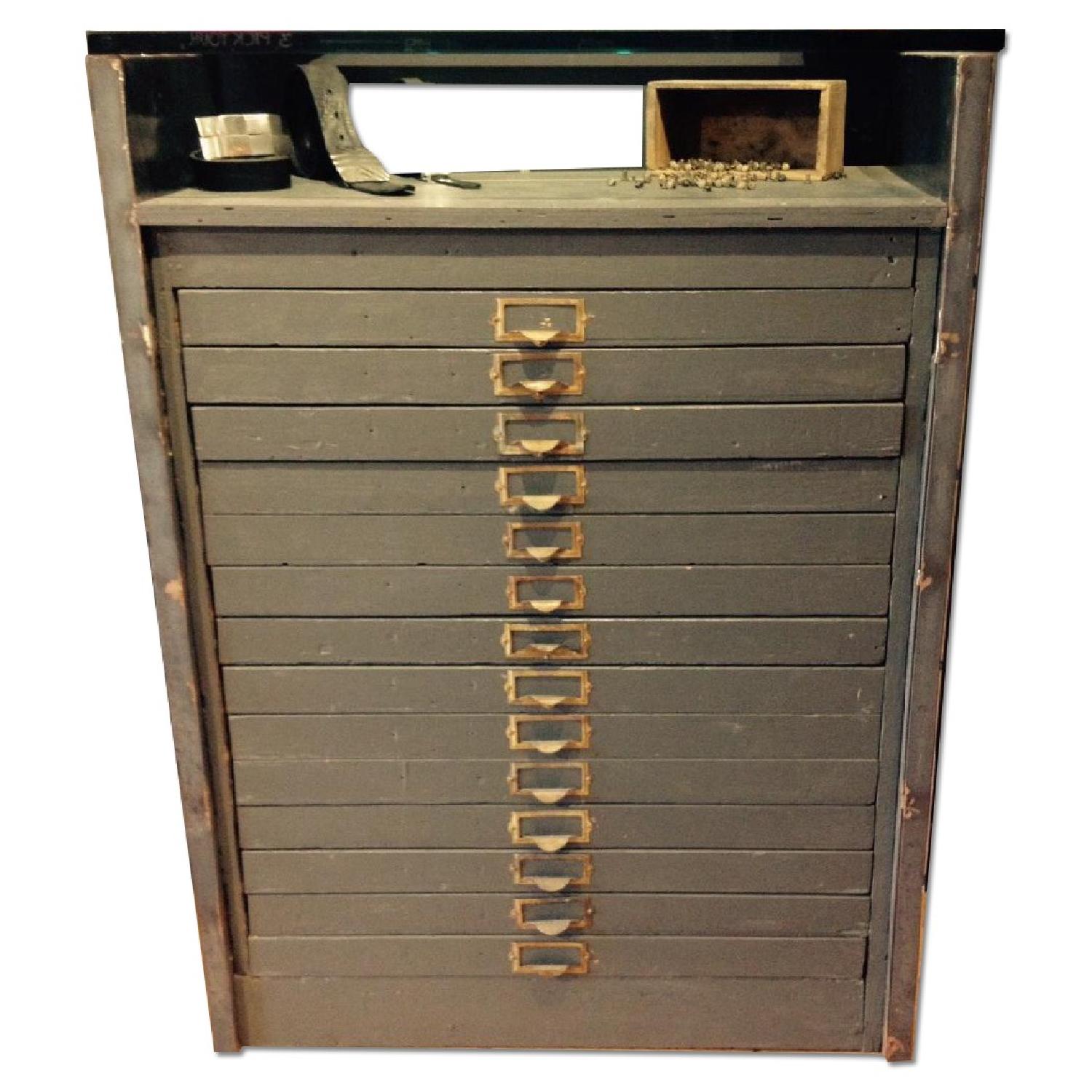 Flat File Cabinet with Glass Top Display - AptDeco