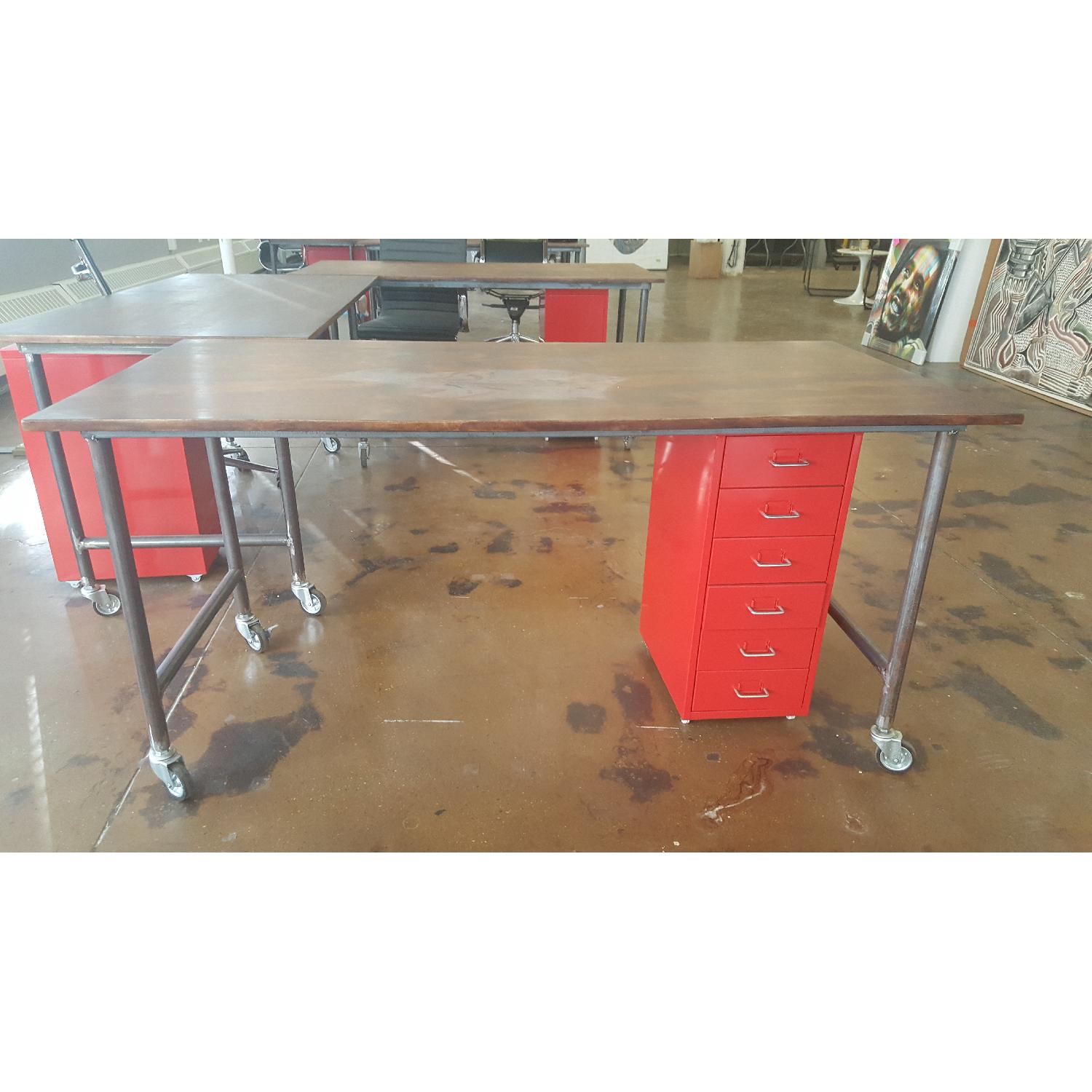 Custom Made Solid Wood Desk on Castors - image-1