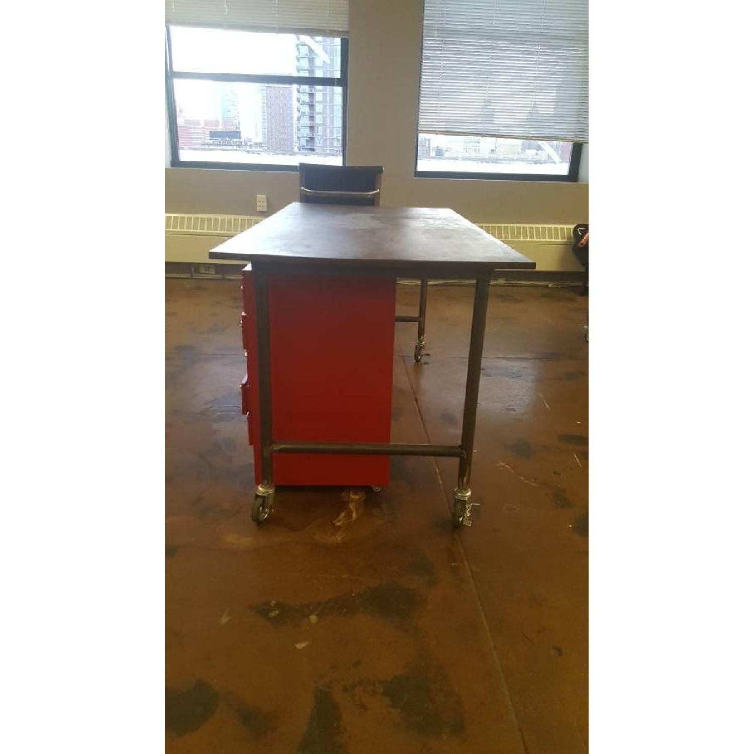 Custom Made Solid Wood Desk on Castors - image-4