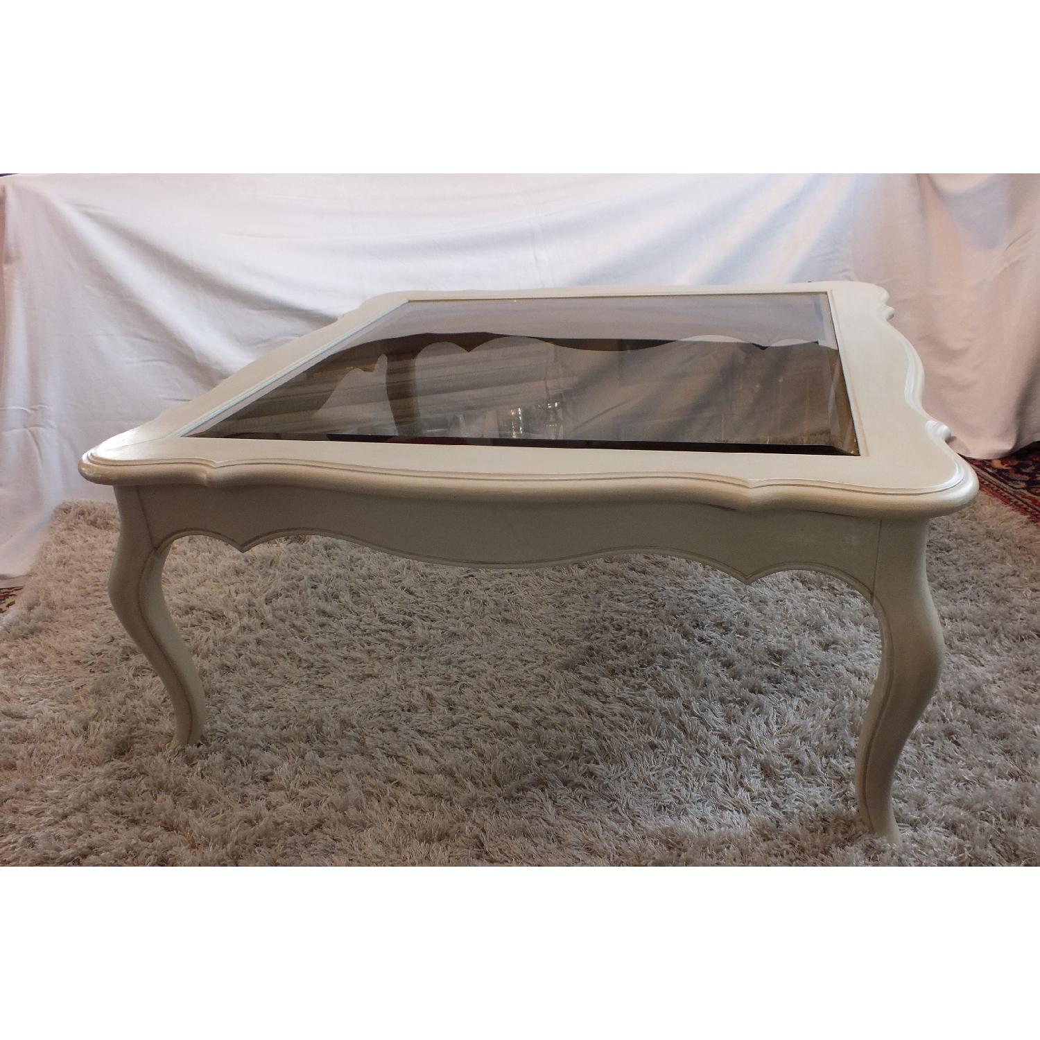 Ethan Allen Country French Coffee Table w/ Beveled Glass - image-9