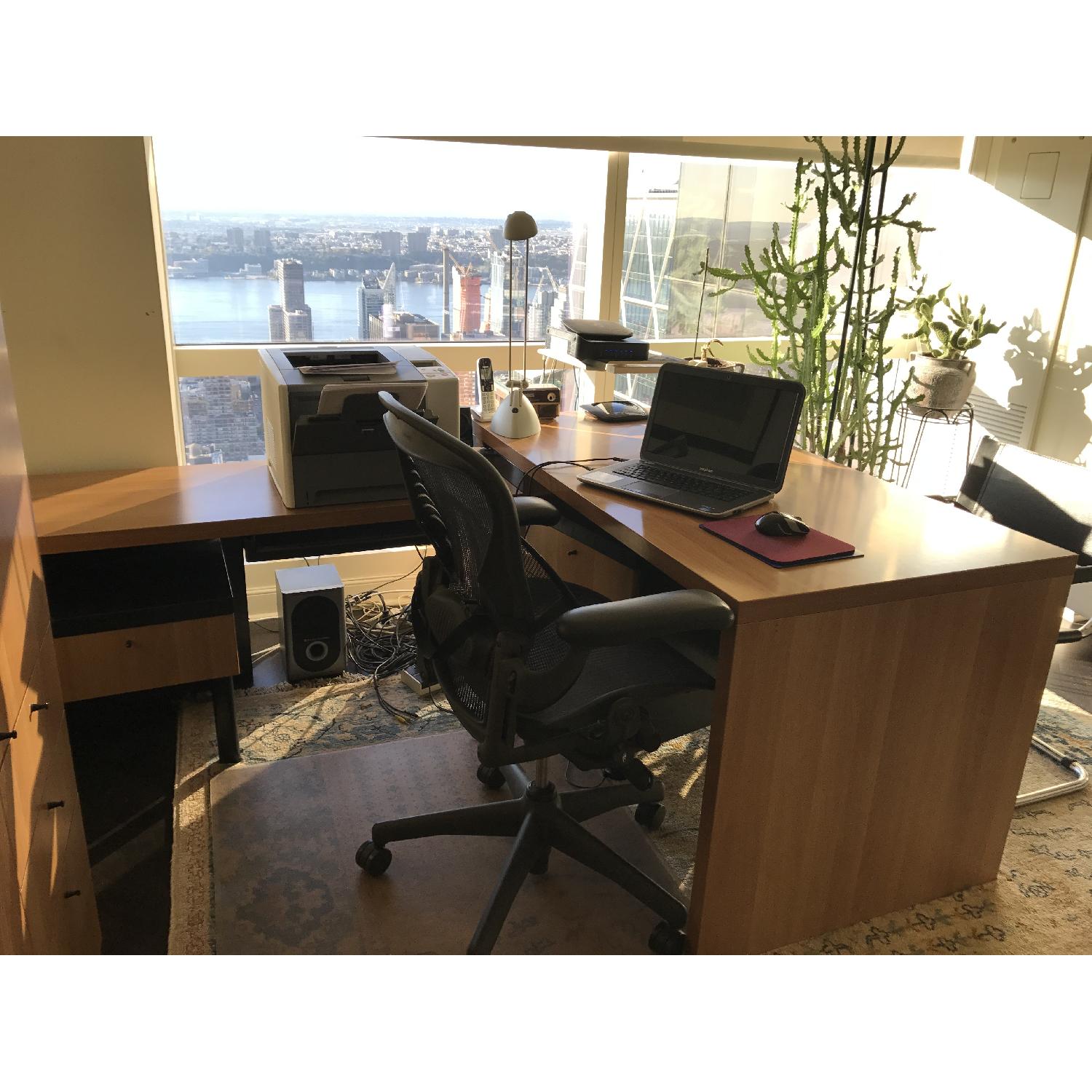Home Office L-Shape Computer Desk w/ Keyboard Tray - image-1