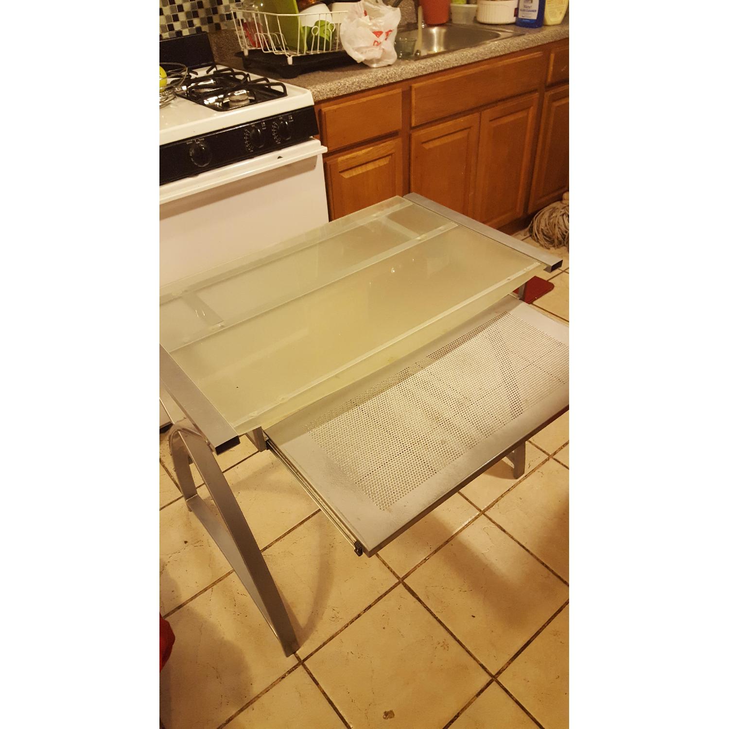 OSP Furniture Glass Top Computer Desk w/ Keyboard Tray - image-1