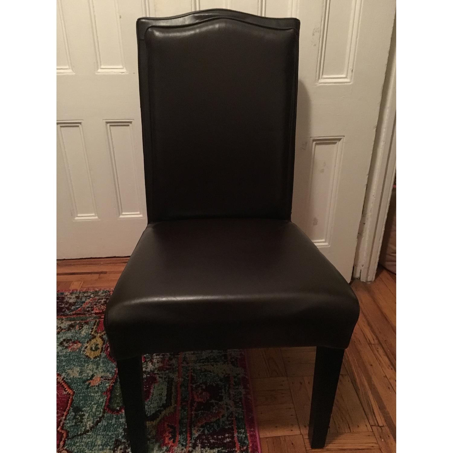 TJ Maxx Chocolate Leather Dining Chairs - image-1