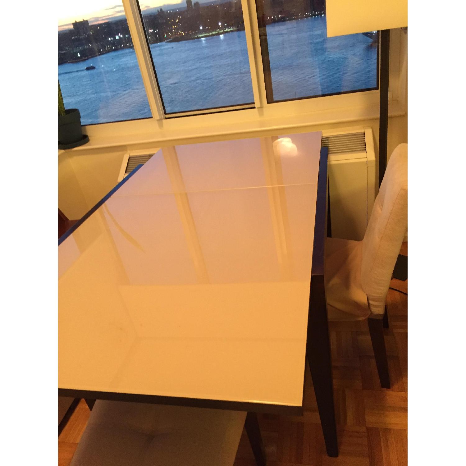 Macy's Cafe Latte Glass & White Expandable Dining Table - image-3