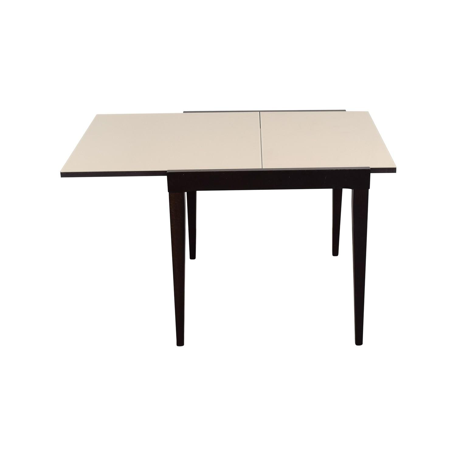 Macy's Cafe Latte Glass & White Expandable Dining Table - image-0