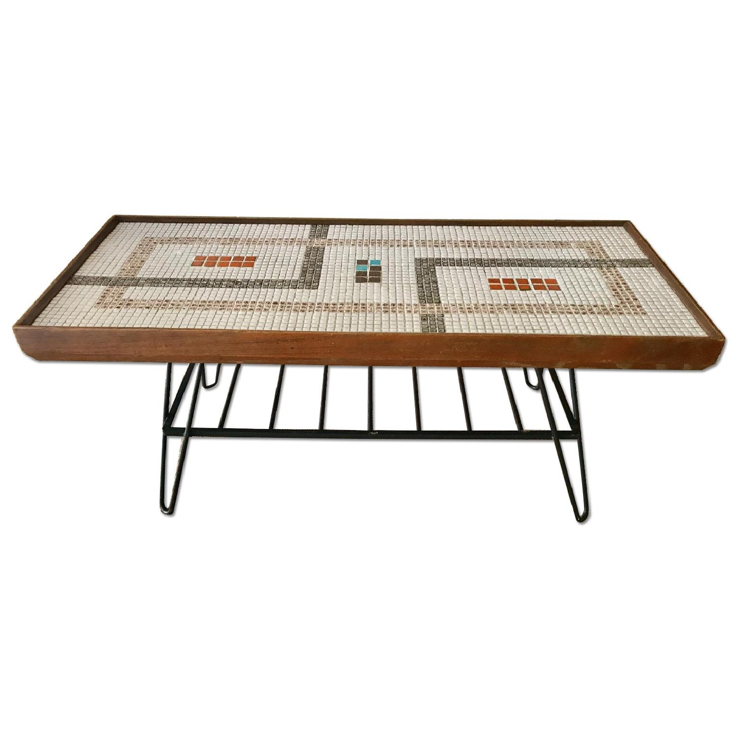 Mid Century 50's Coffee Table w/ Mosaic Tile - image-0