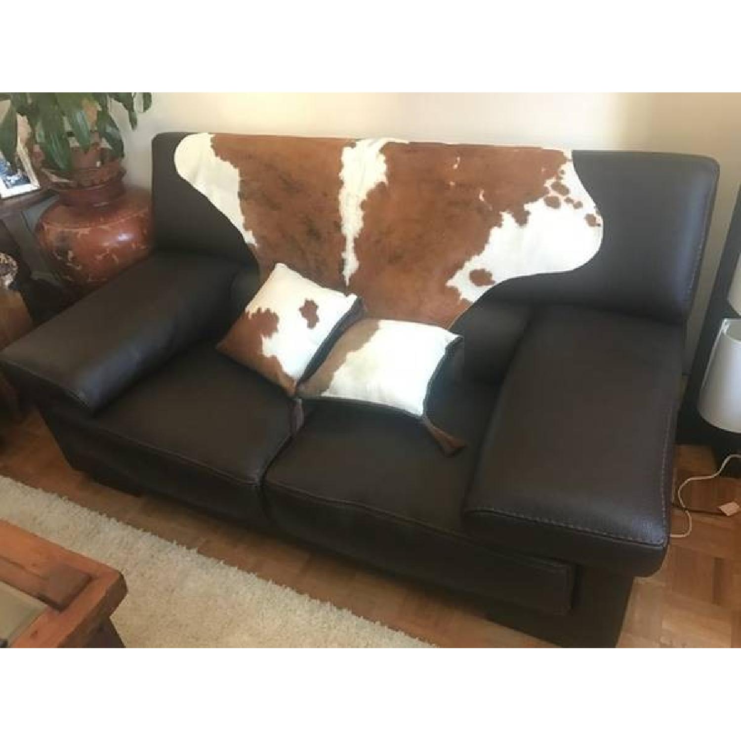 Roche Bobois Brown Leather Loveseat - image-2