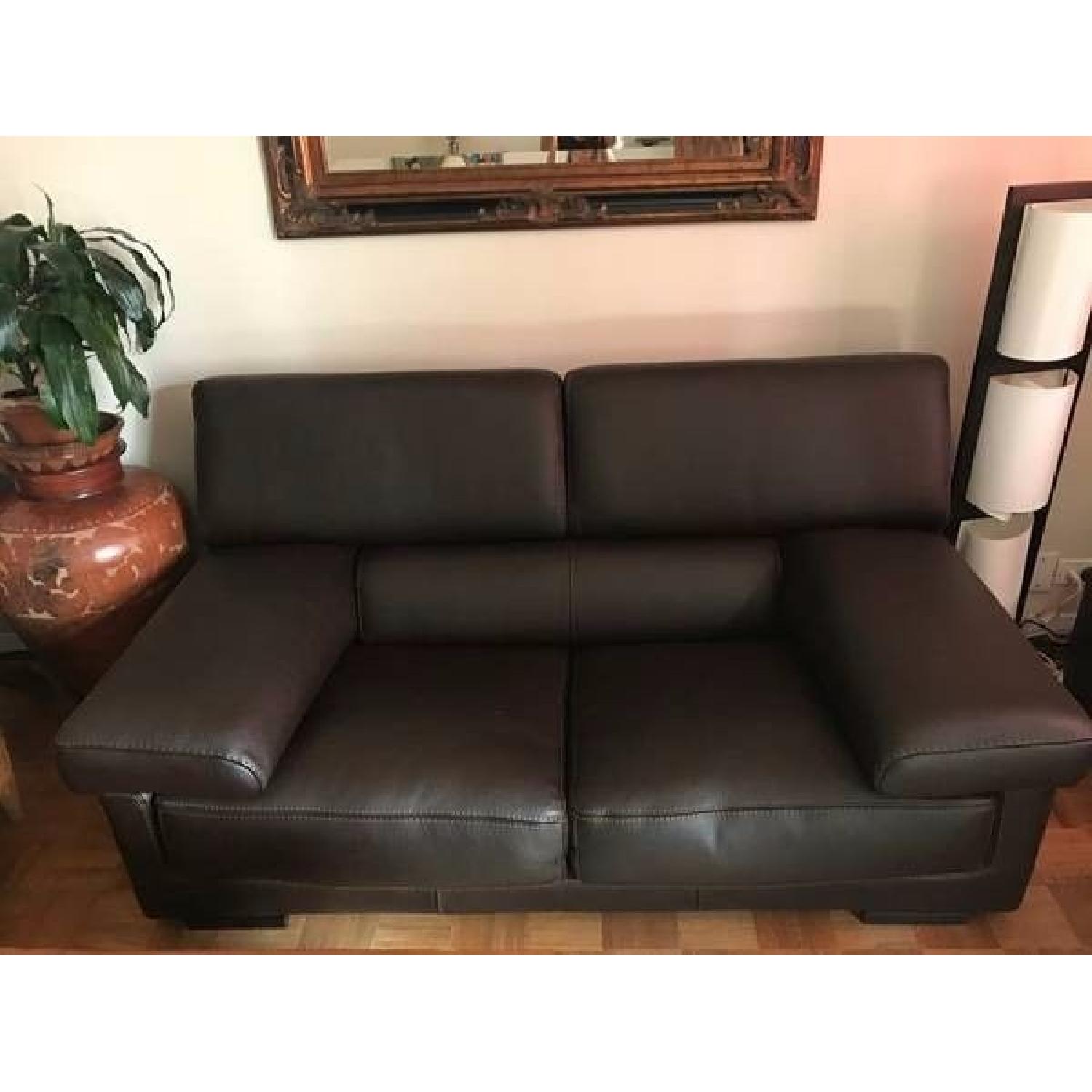Roche Bobois Brown Leather Loveseat - image-3