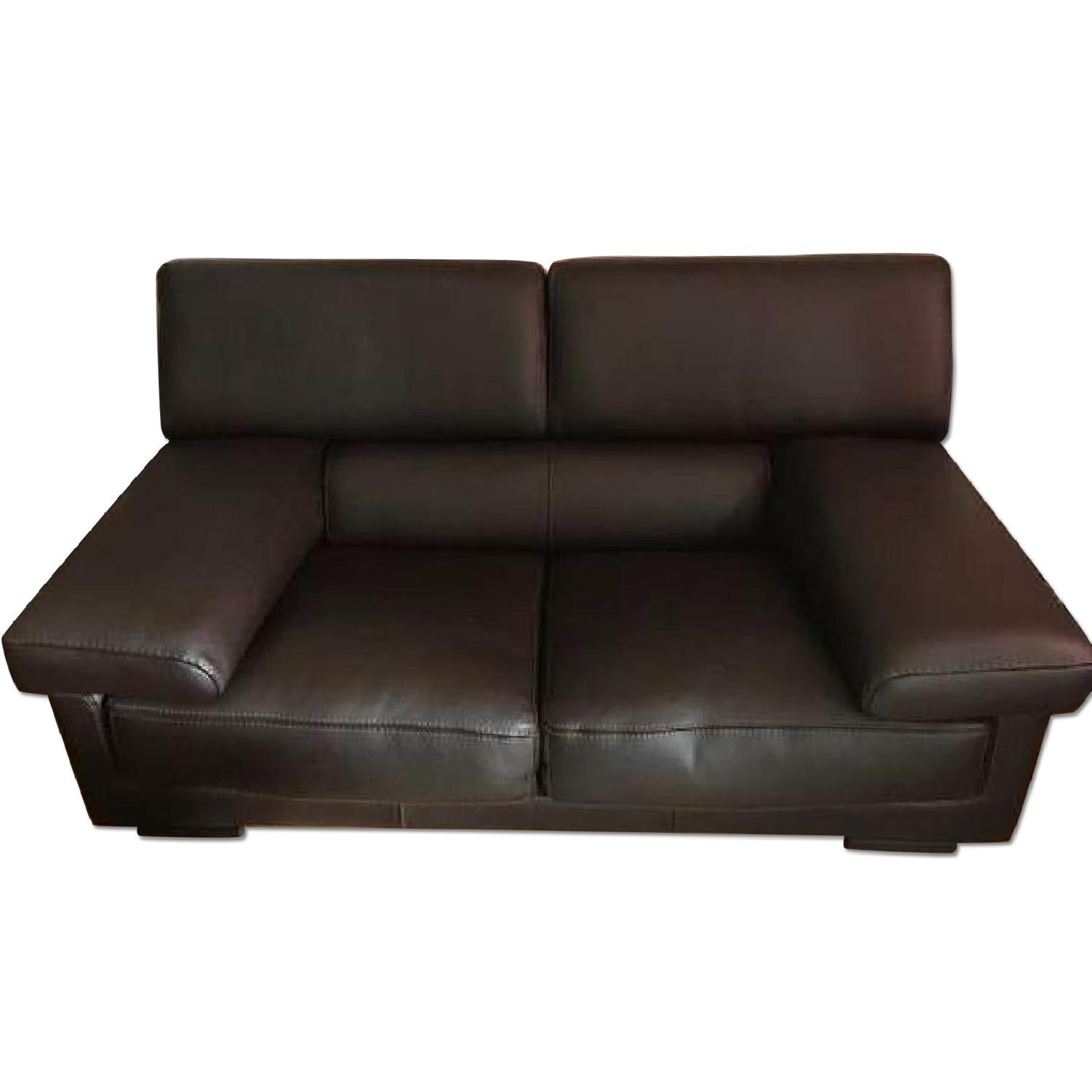 Roche Bobois Brown Leather Loveseat - image-0