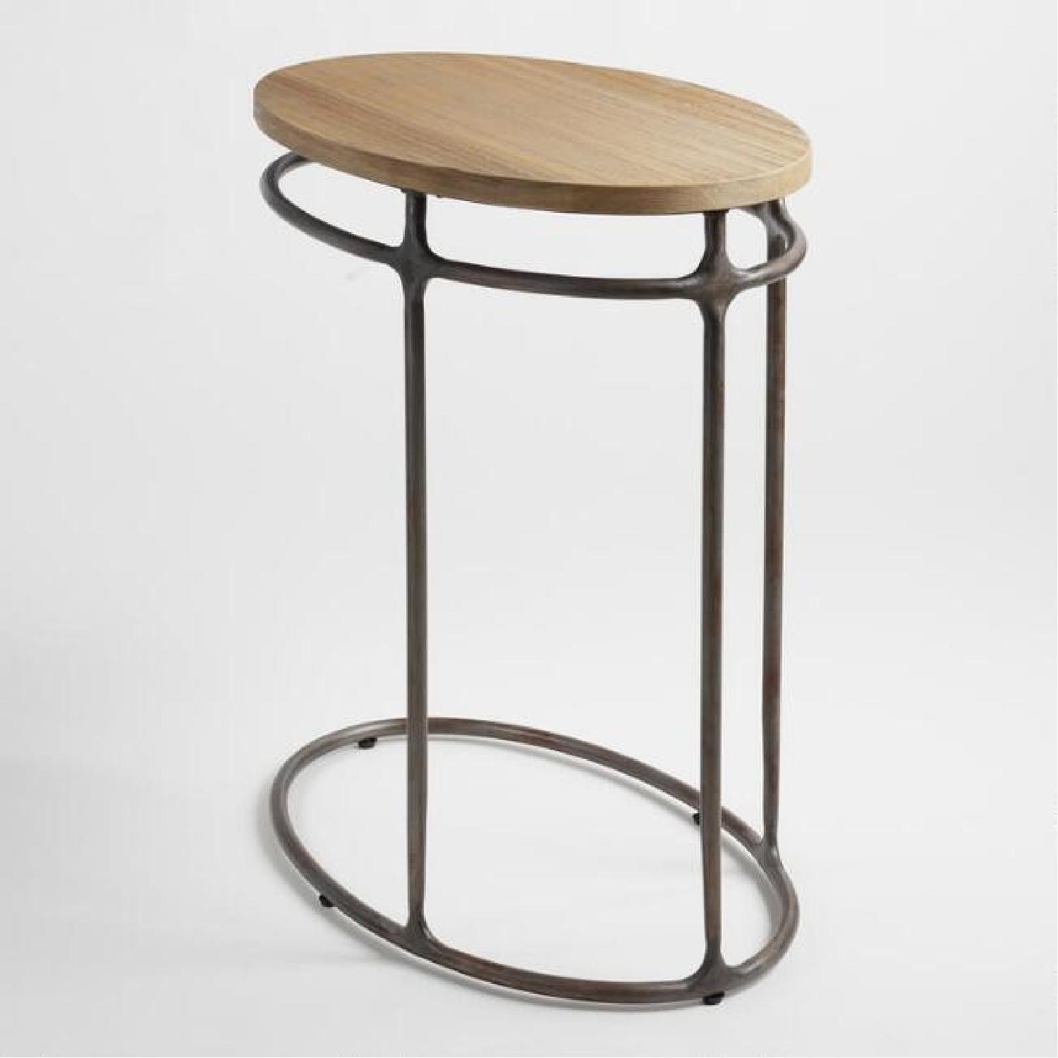 Wood And Metal Oval Laptop Table - image-1