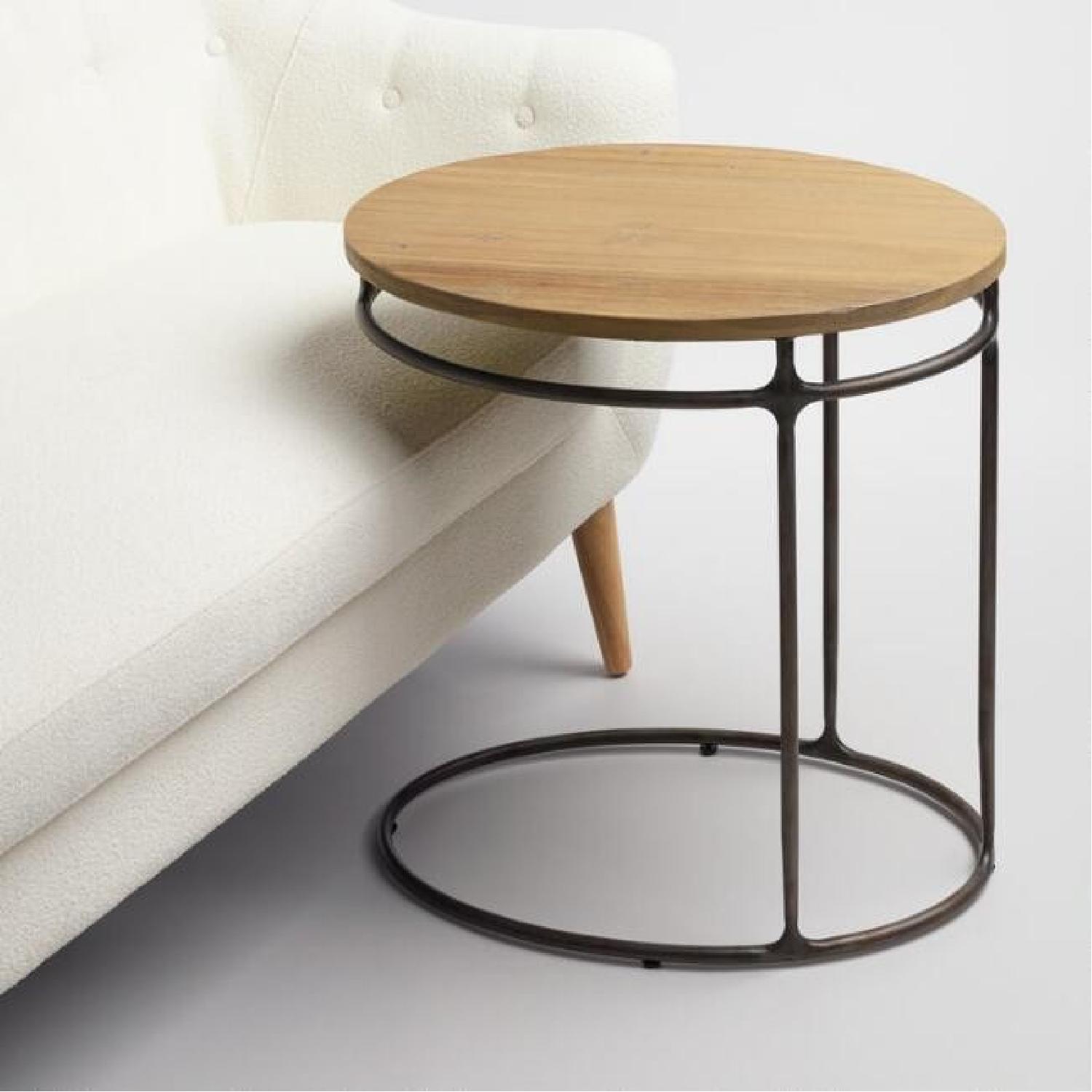 Wood And Metal Oval Laptop Table - image-2