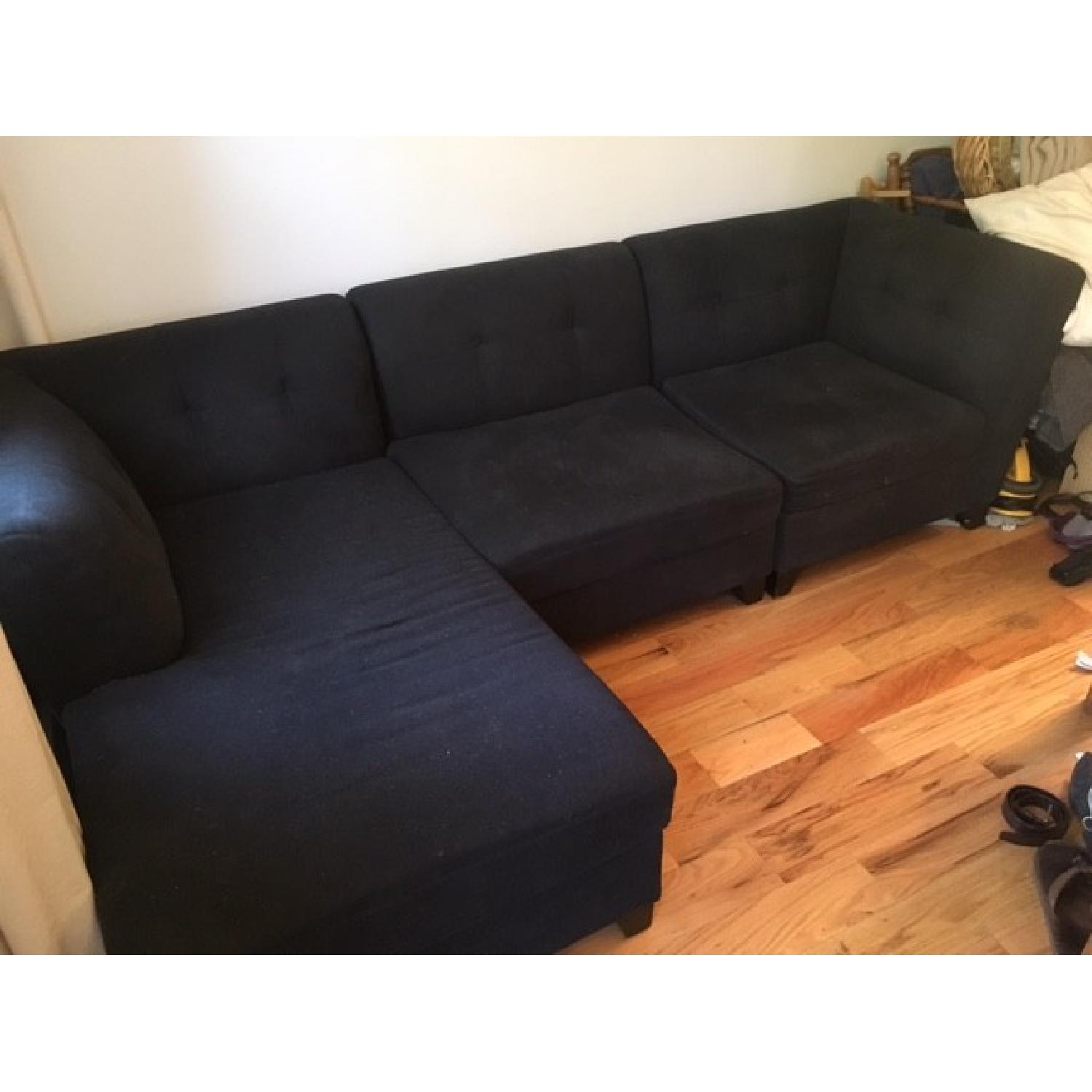 Raymour & Flanigan Tate 3Piece Microfiber Modular Sectional Sofa AptDeco