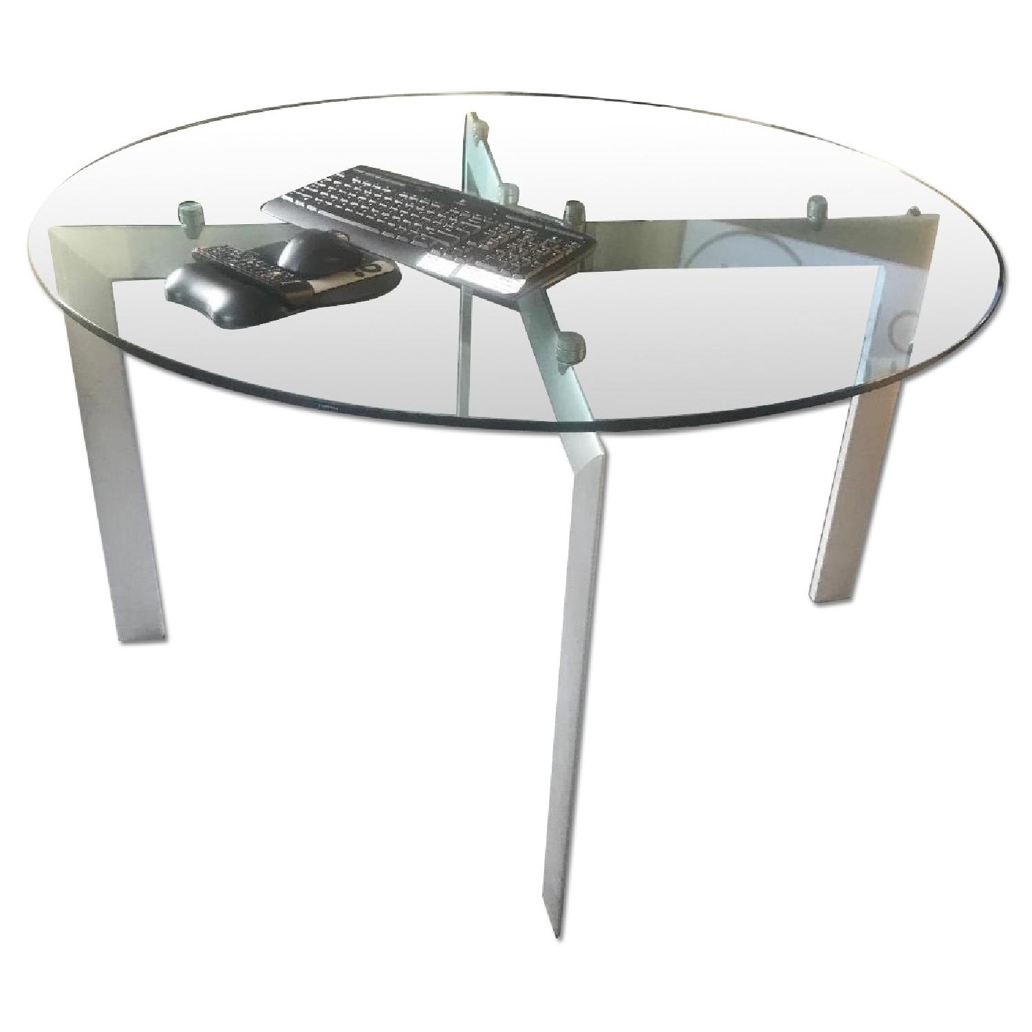 Design Within Reach Glass Top Round Dining Table - AptDeco