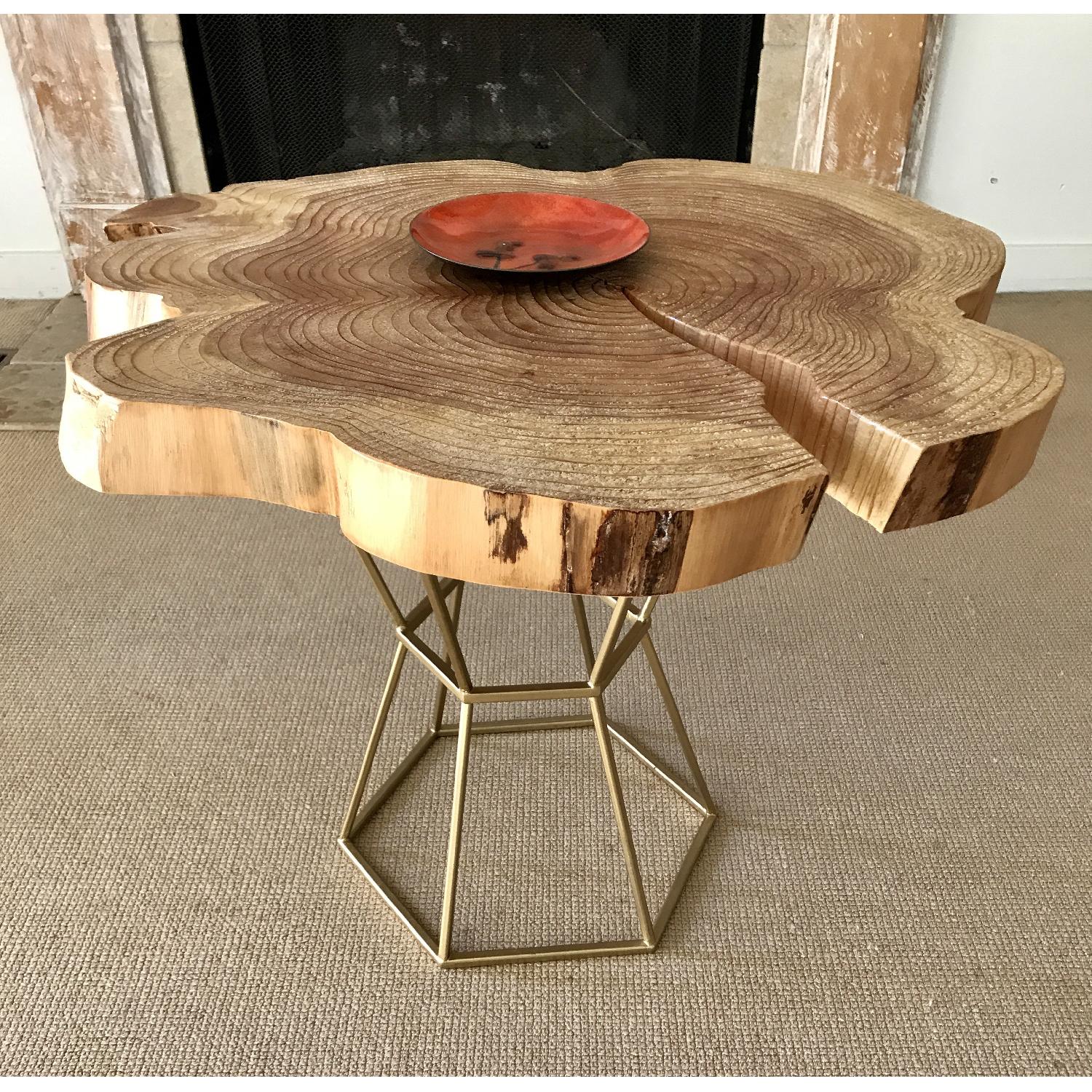 Live Edge Coffee Table on Gilt Pedestal Base - image-1