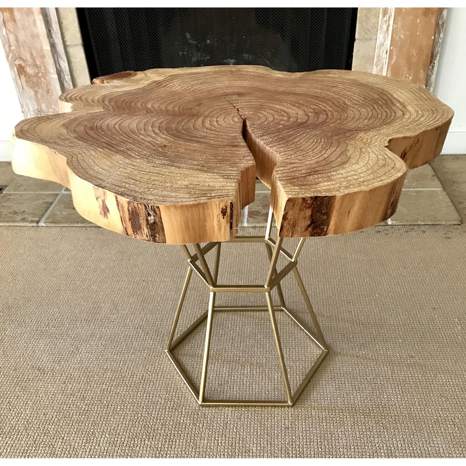 Live Edge Coffee Table on Gilt Pedestal Base - image-6