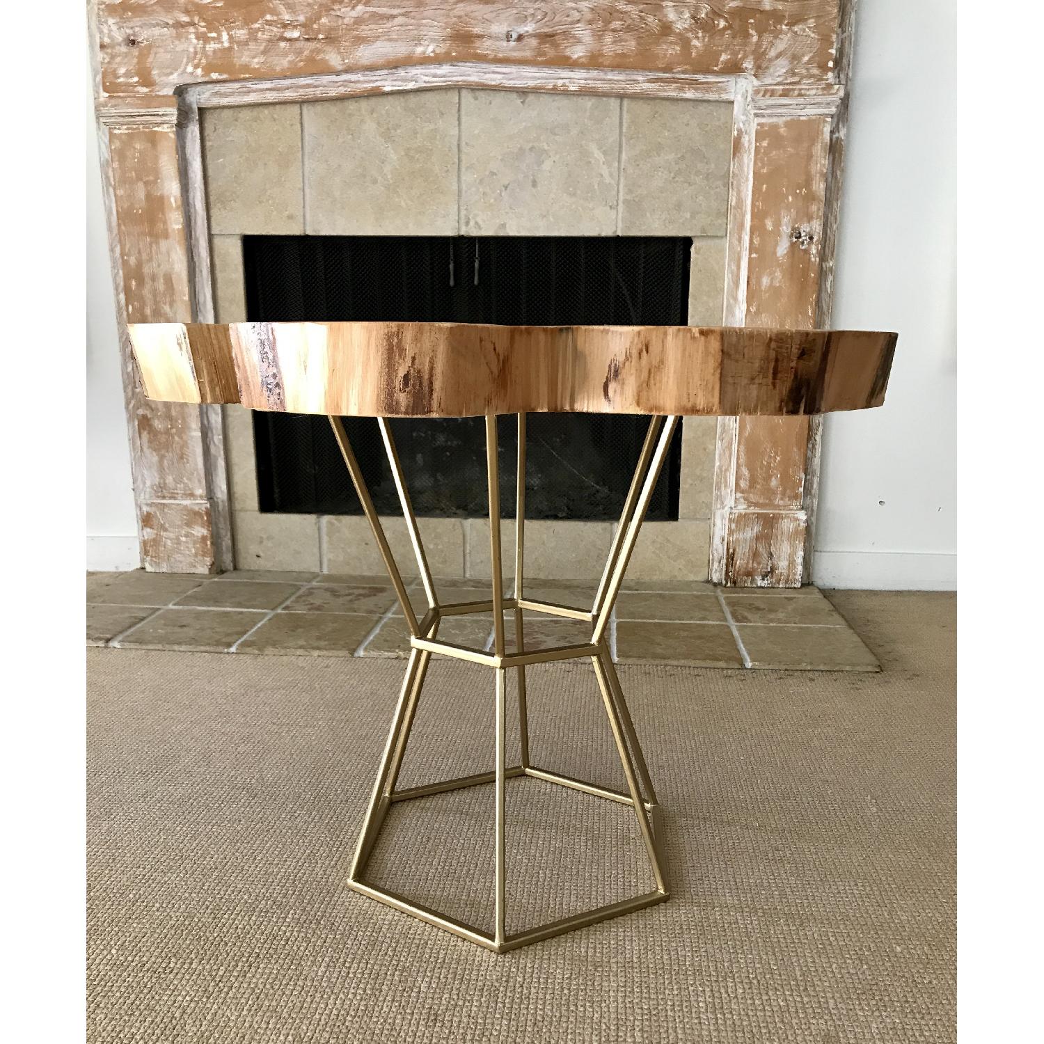 Live Edge Coffee Table on Gilt Pedestal Base - image-7