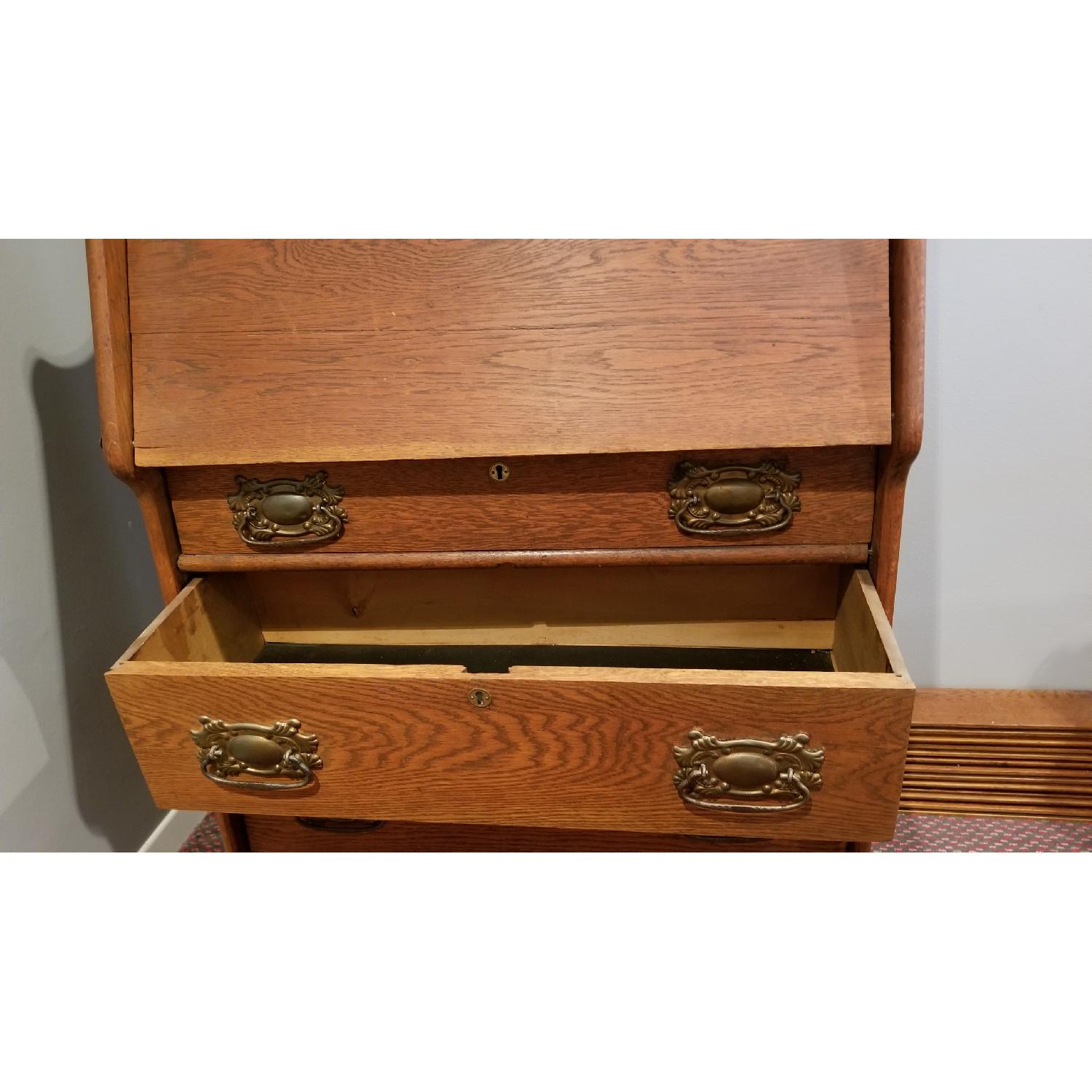 Vintage Oak Drop-Leaf Secretary Desk - image-4