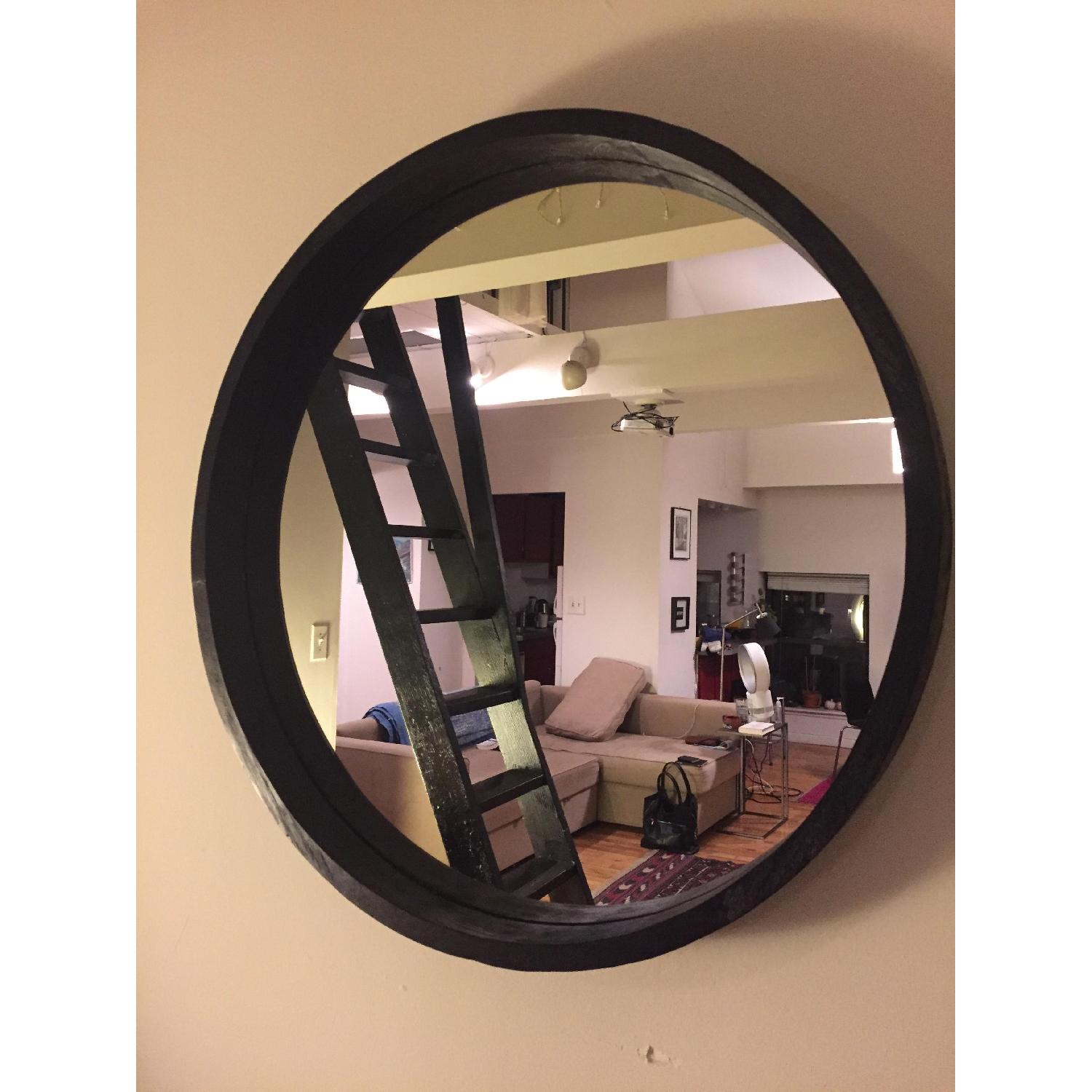 Ikea Round Mirror w/ Wood Frame AptDeco