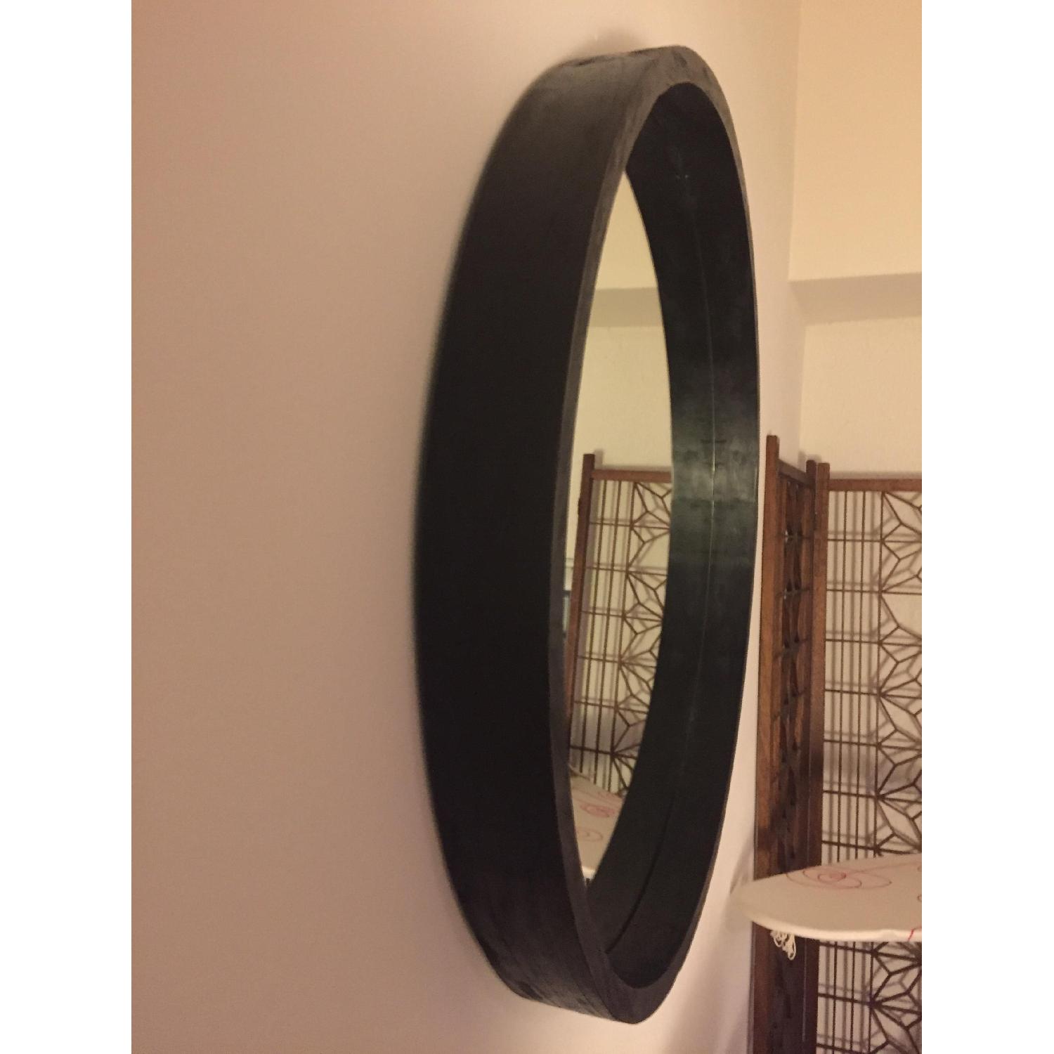 Ikea Round Mirror w/ Wood Frame AptDeco