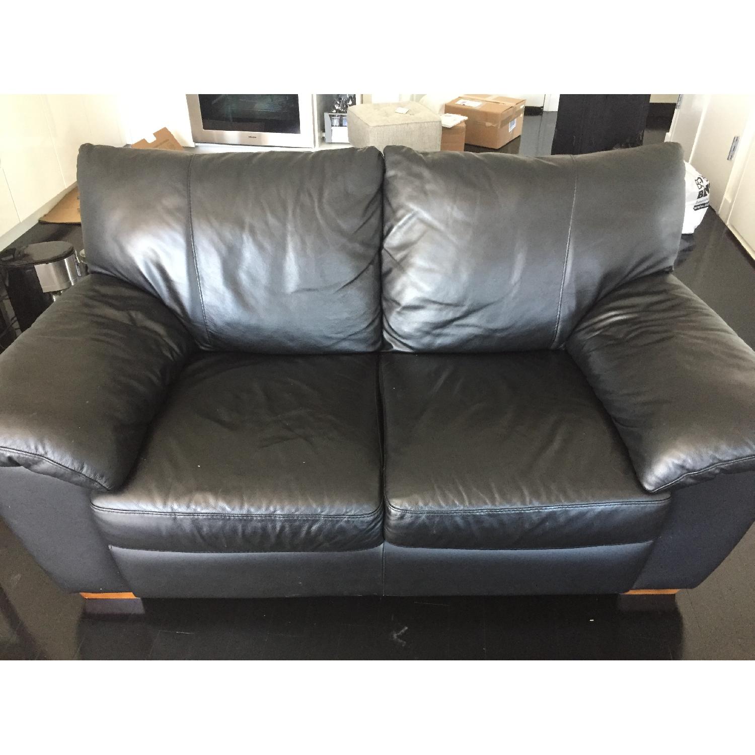Black Leather Loveseat - image-1