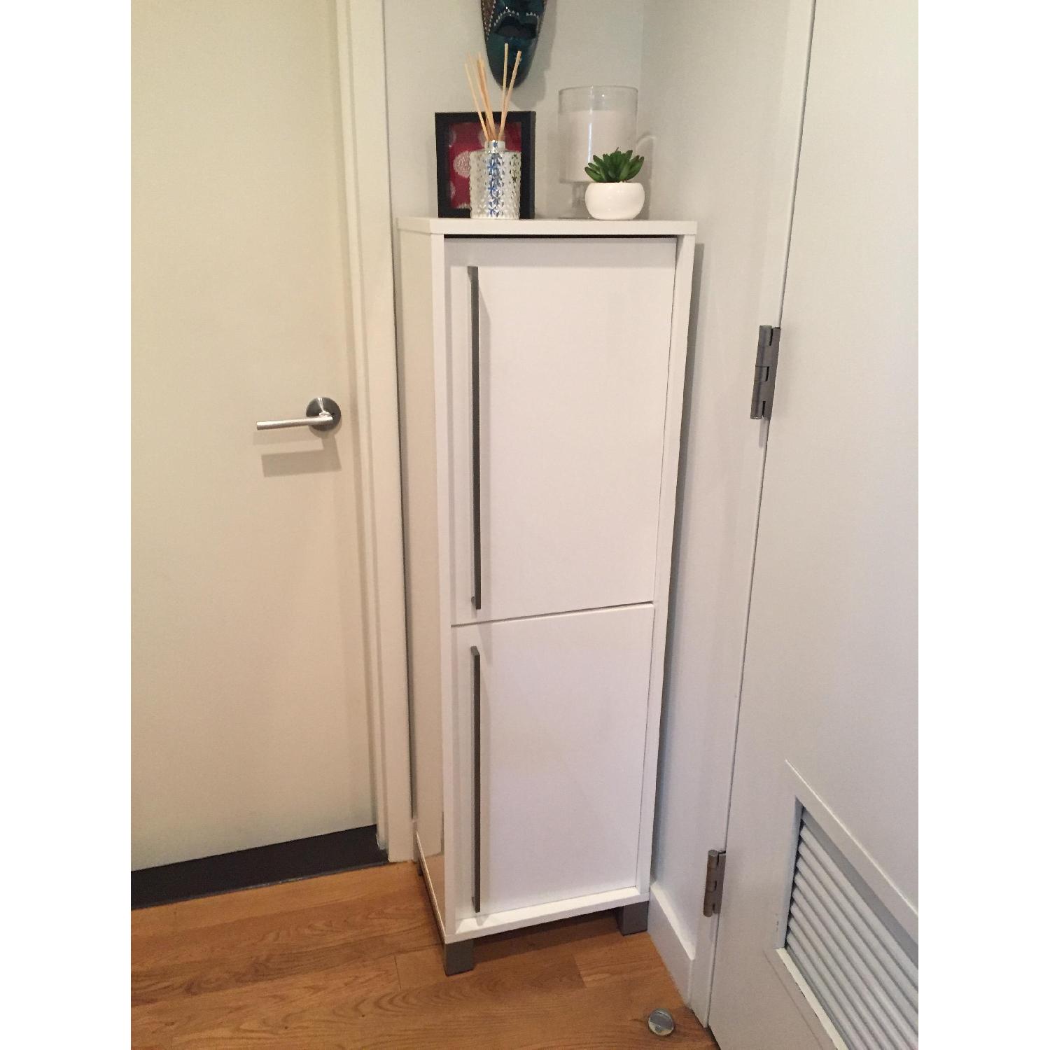 CB2 HIgh Cadet Gloss Lacquer Storage Cabinet - image-1