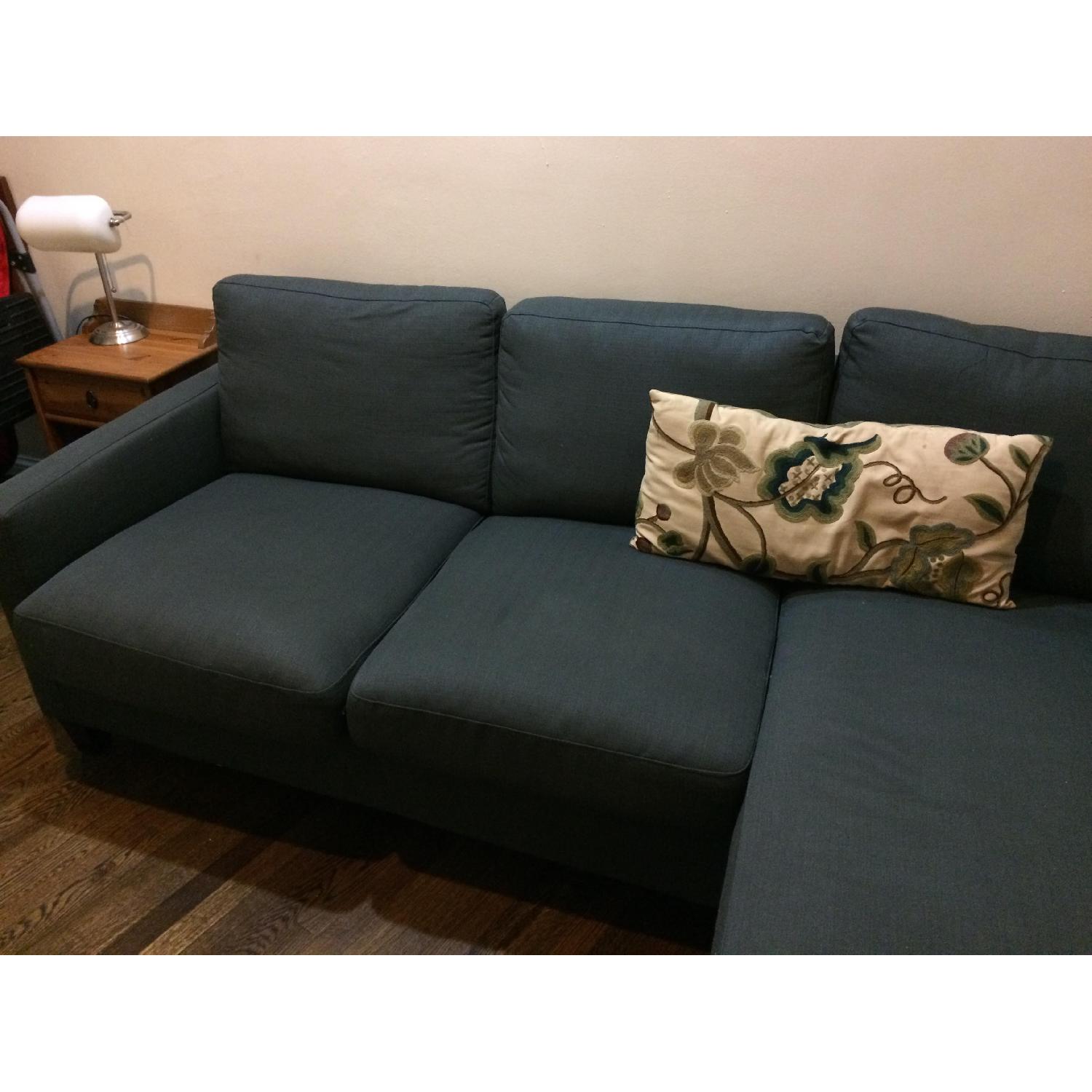 World Market Charcoal Gray Sofa w/ Chaise Lounge - image-1