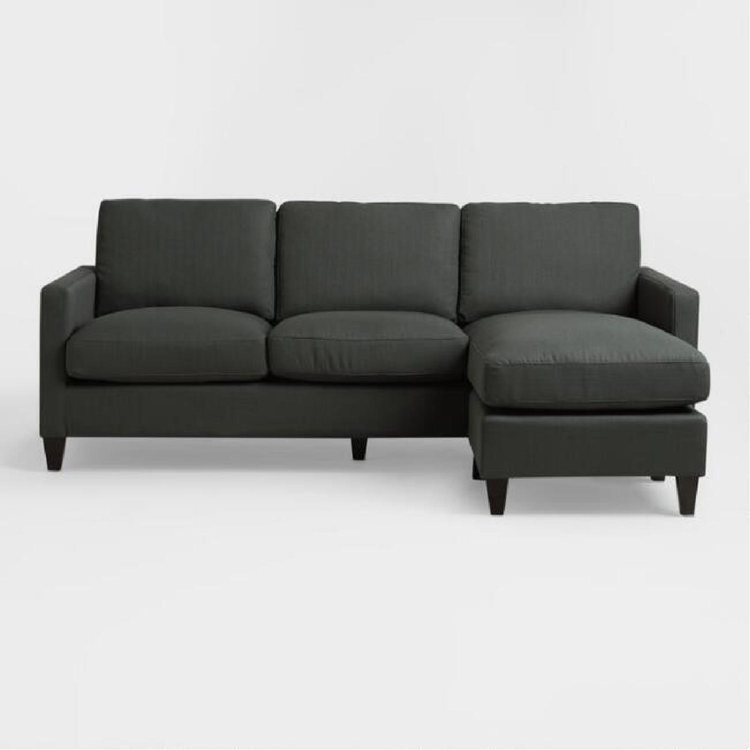 World Market Charcoal Gray Sofa w/ Chaise Lounge - image-0
