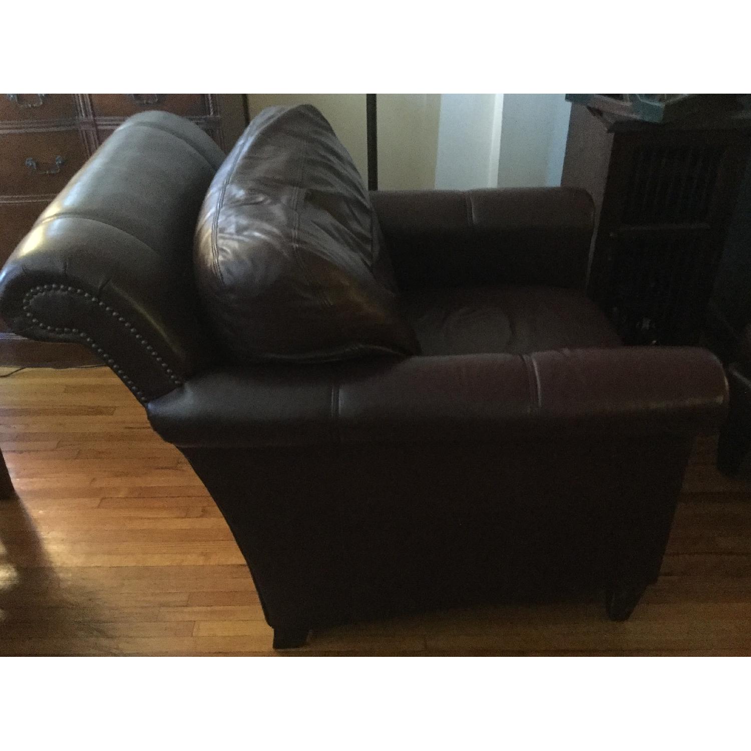 Stickley Craftsman Leather Armchair & Ottoman - image-1