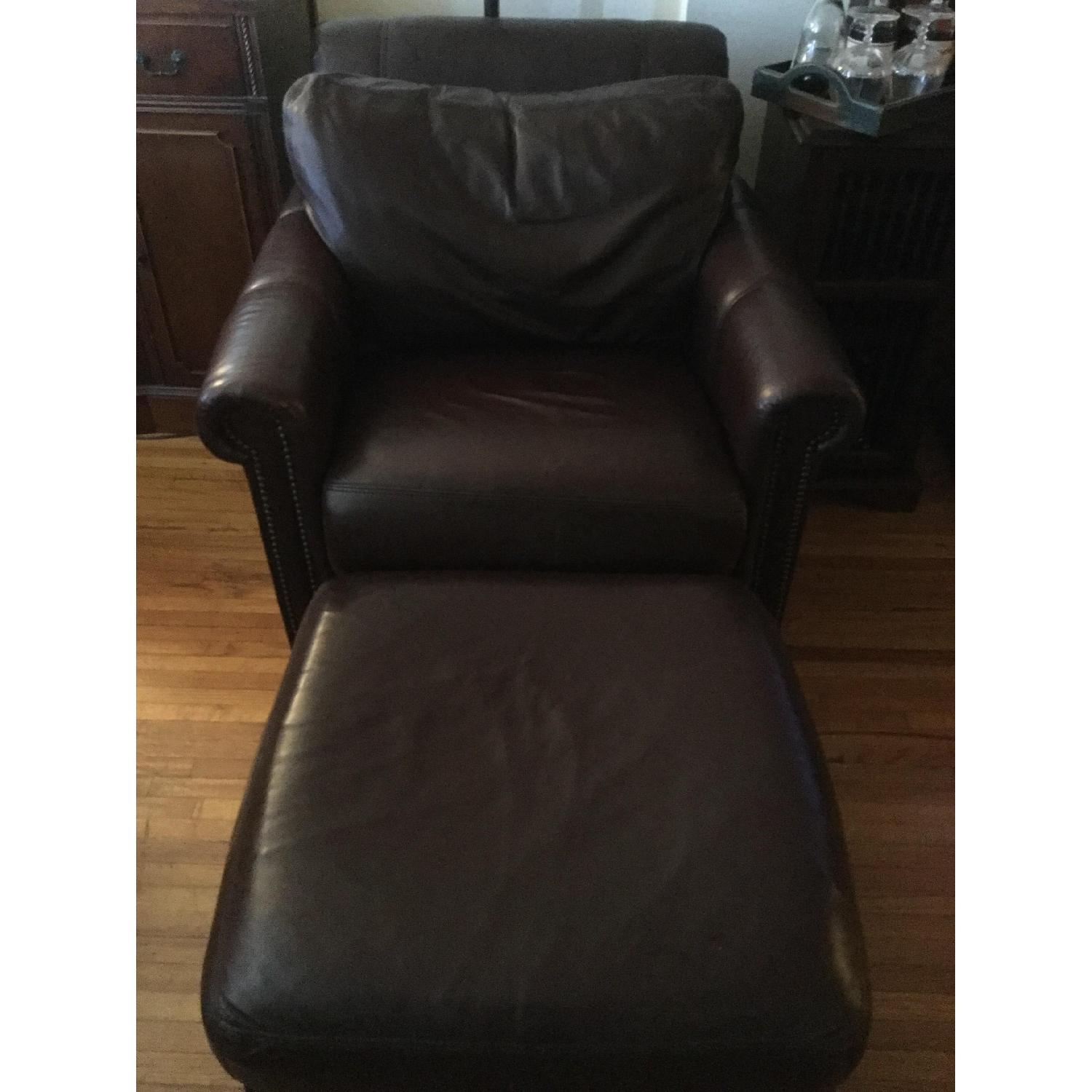 Stickley Craftsman Leather Armchair & Ottoman - image-4