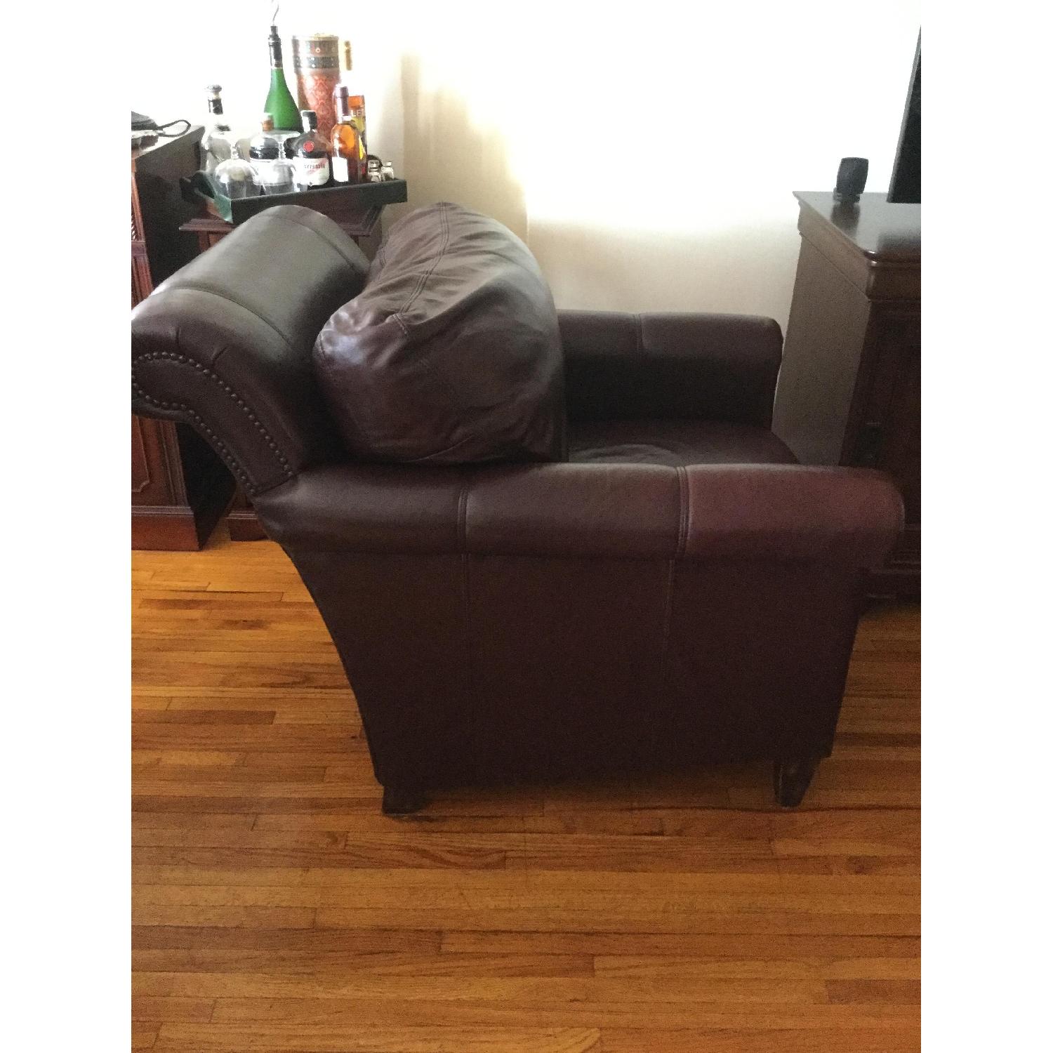 Stickley Craftsman Leather Armchair & Ottoman - image-10