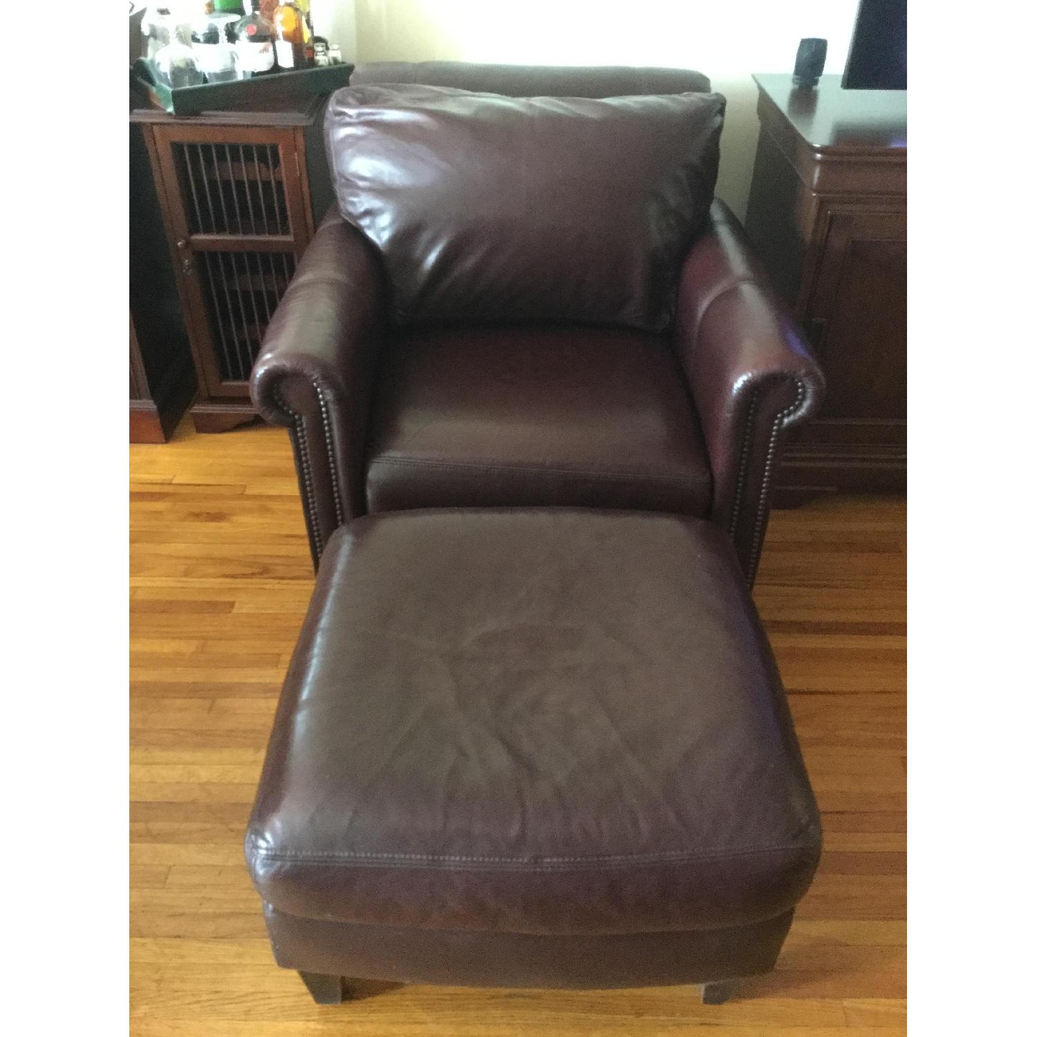 Stickley Craftsman Leather Armchair & Ottoman - image-12