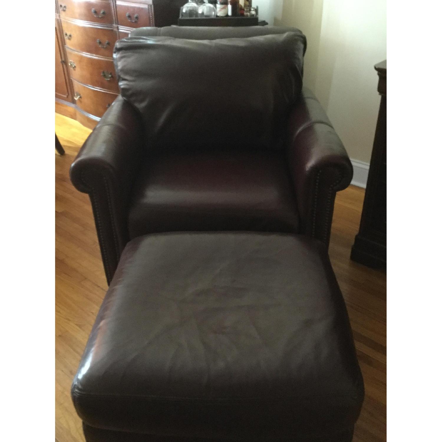 Stickley Craftsman Leather Armchair & Ottoman - image-19