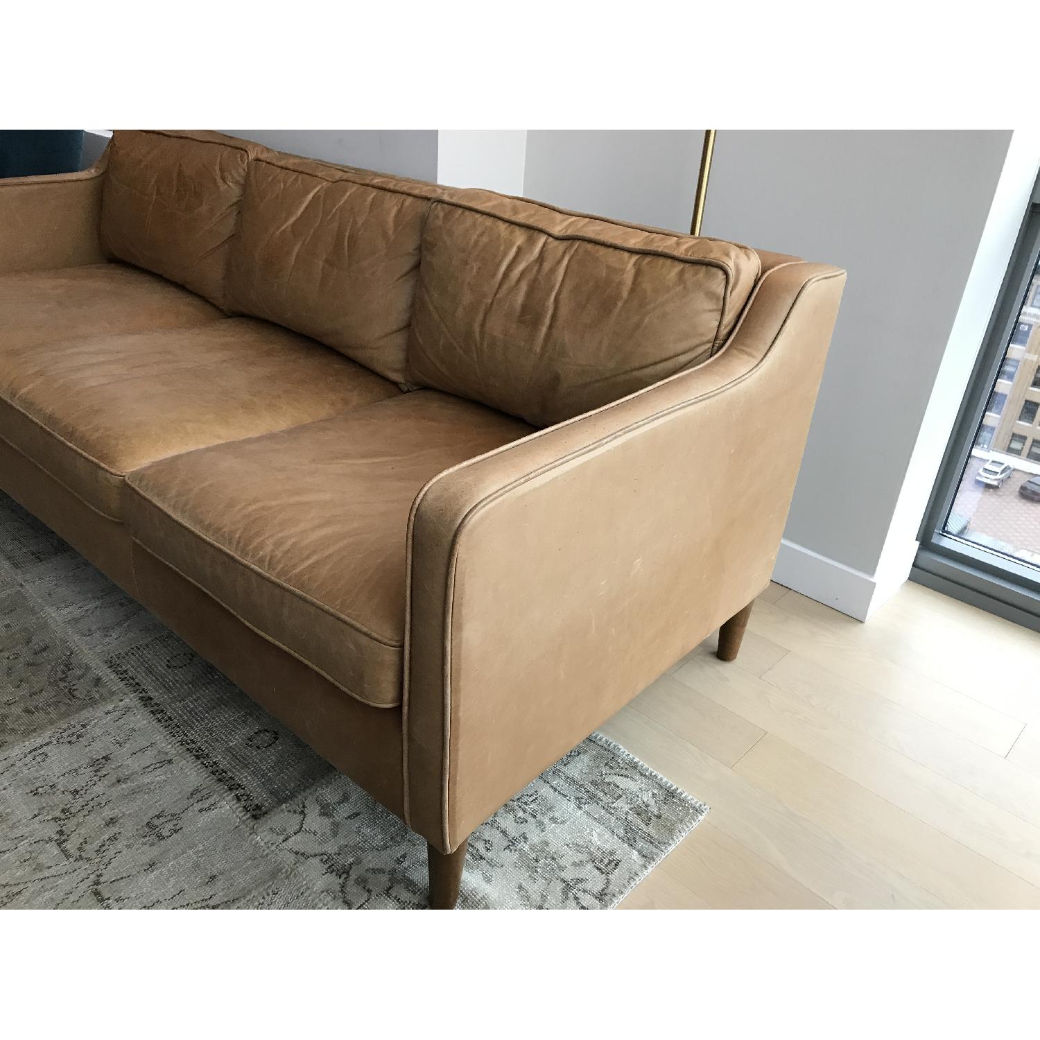 West Elm Hamilton Sienna Leather Sofa in Tan Color - image-1